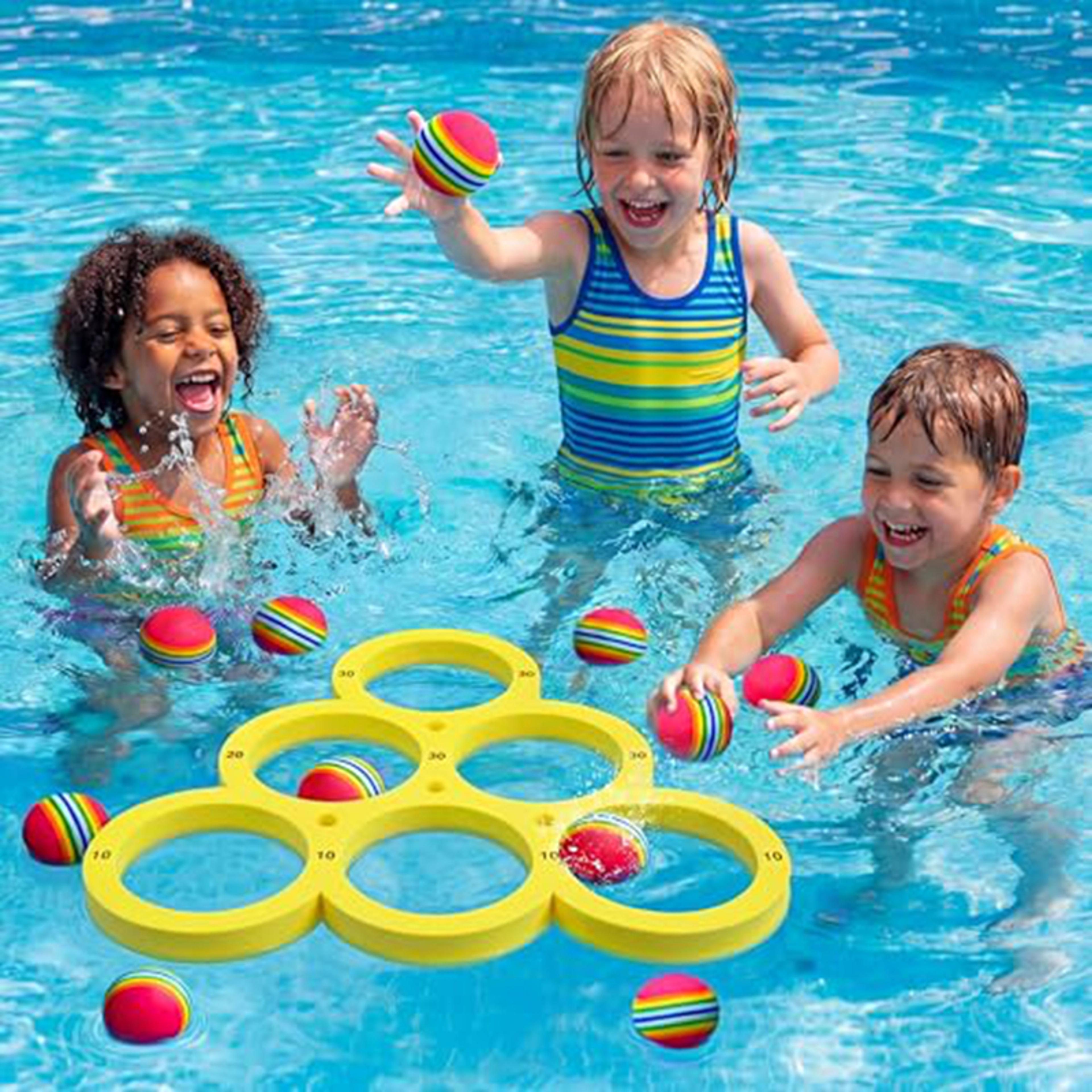 family pool toss game set with floating balls interactive floating pool toys for summer fun