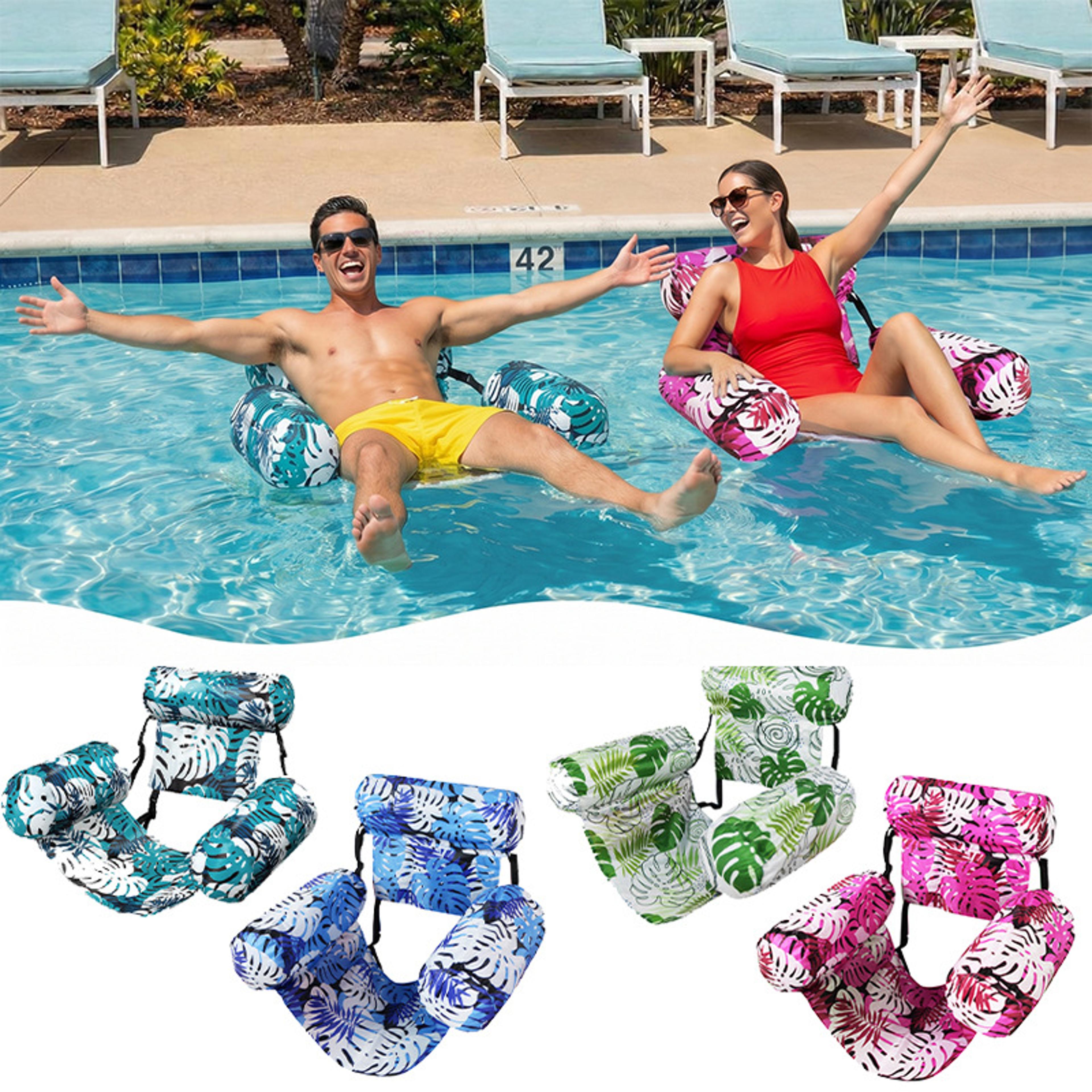 inflatable pool lounger chair foldable floating recliner for pool, lake & beach adults