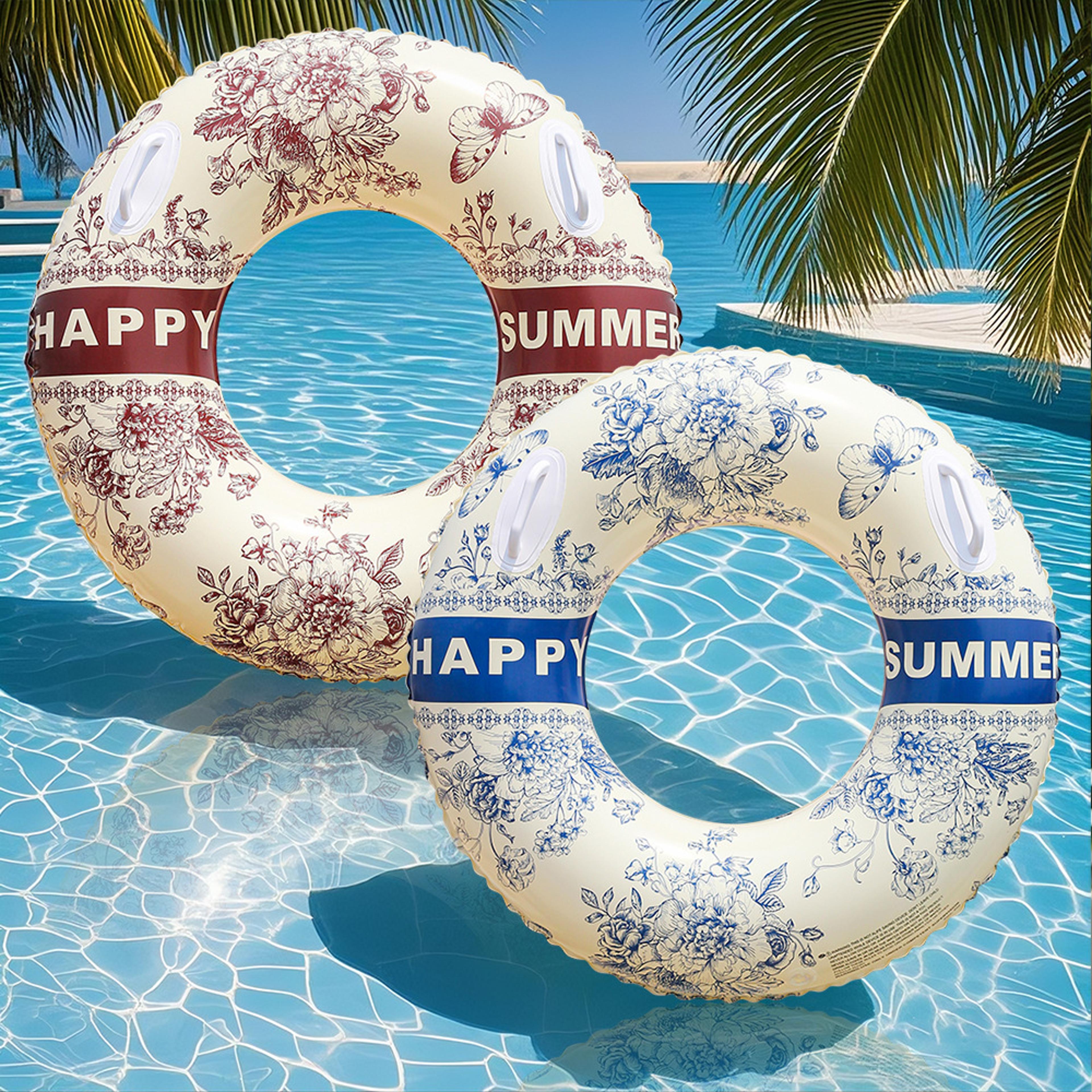 adult swim ring with handles thickened inflatable swim float for pool, beach & water fun