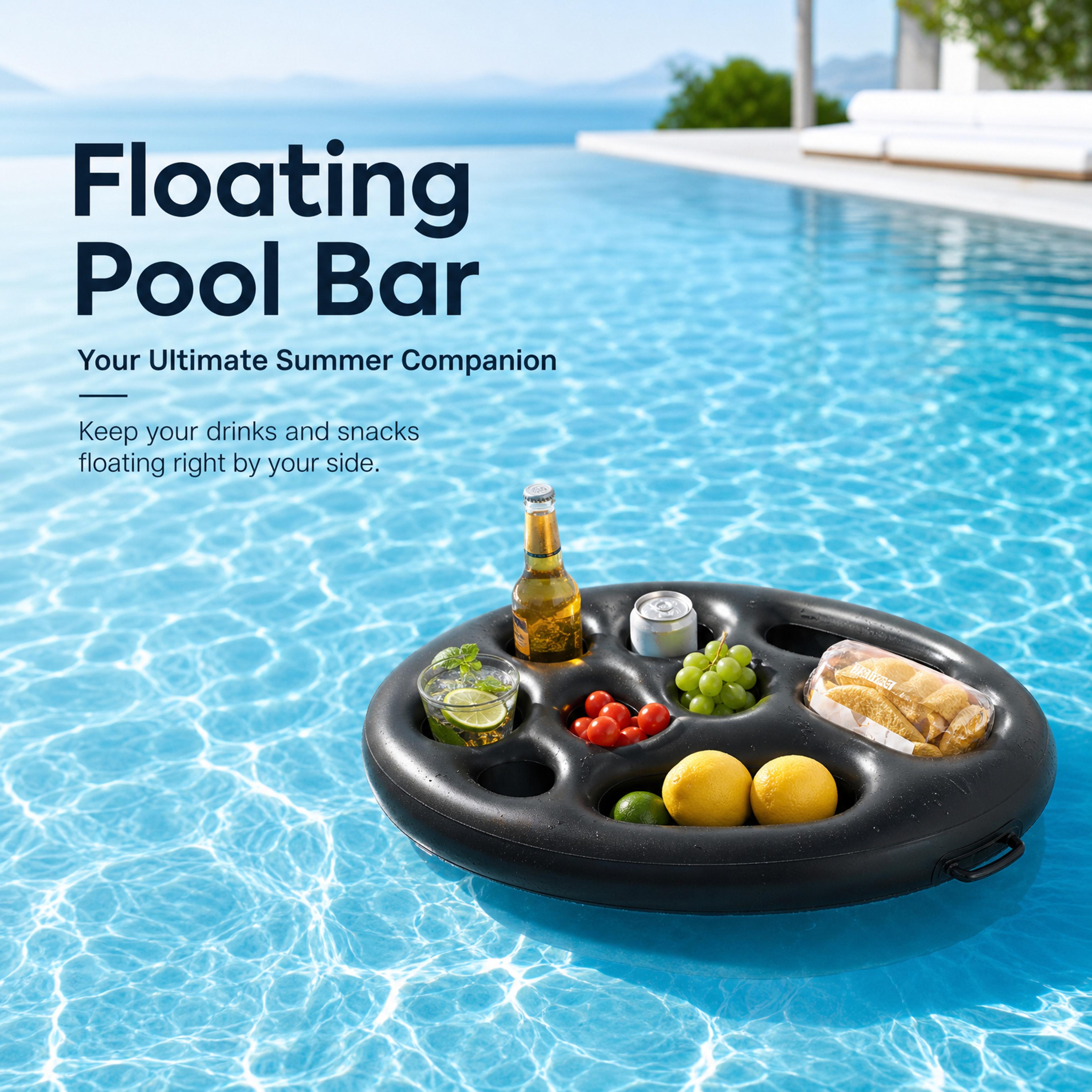 floating pool bar tray with ice bucket large inflatable drink holder for pool parties