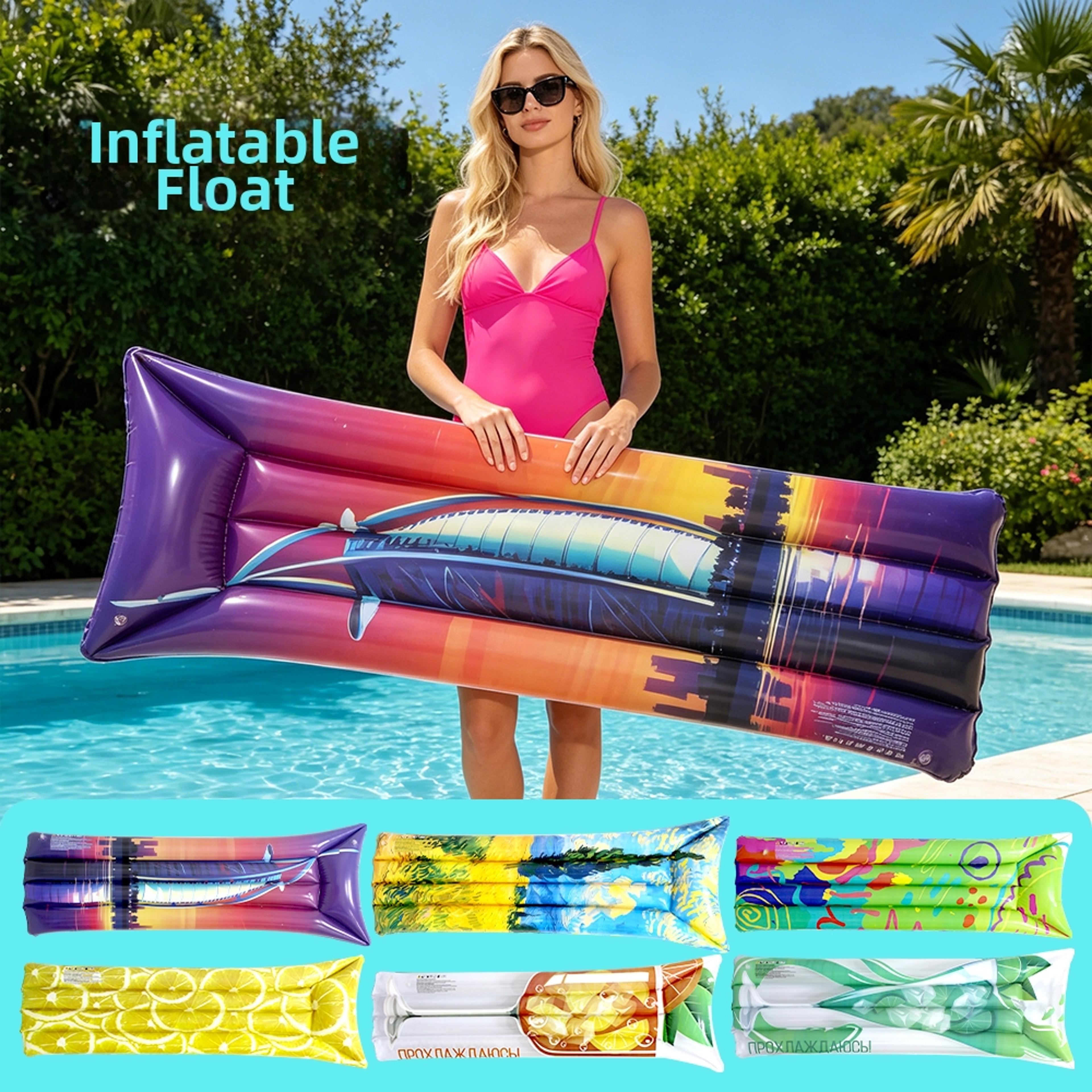 graffiti inflatable pool float water lounger thickened pvc floating bed for pool, lake & beach