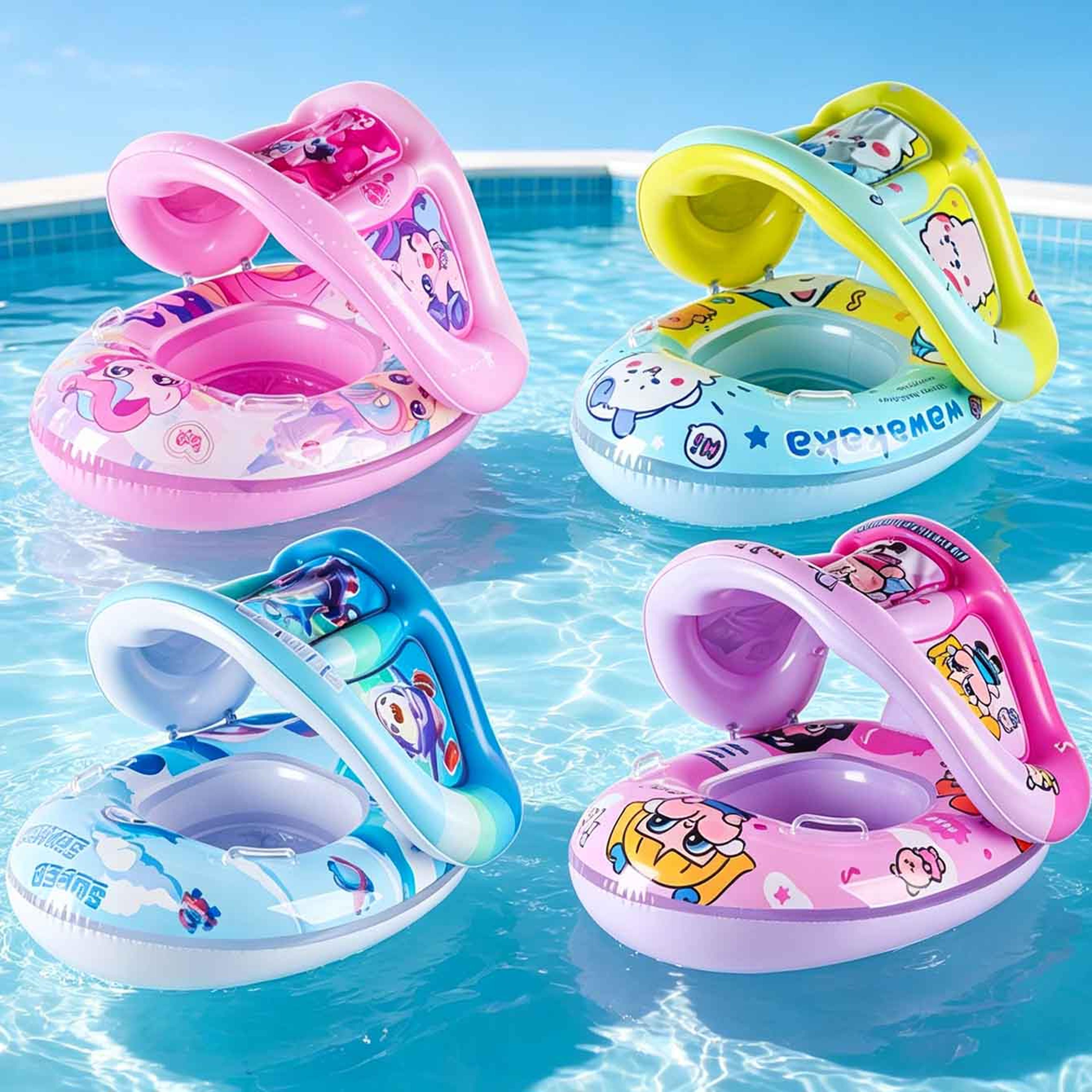 baby pool float with removable sun canopy inflatable swim ring seat for summer water fun