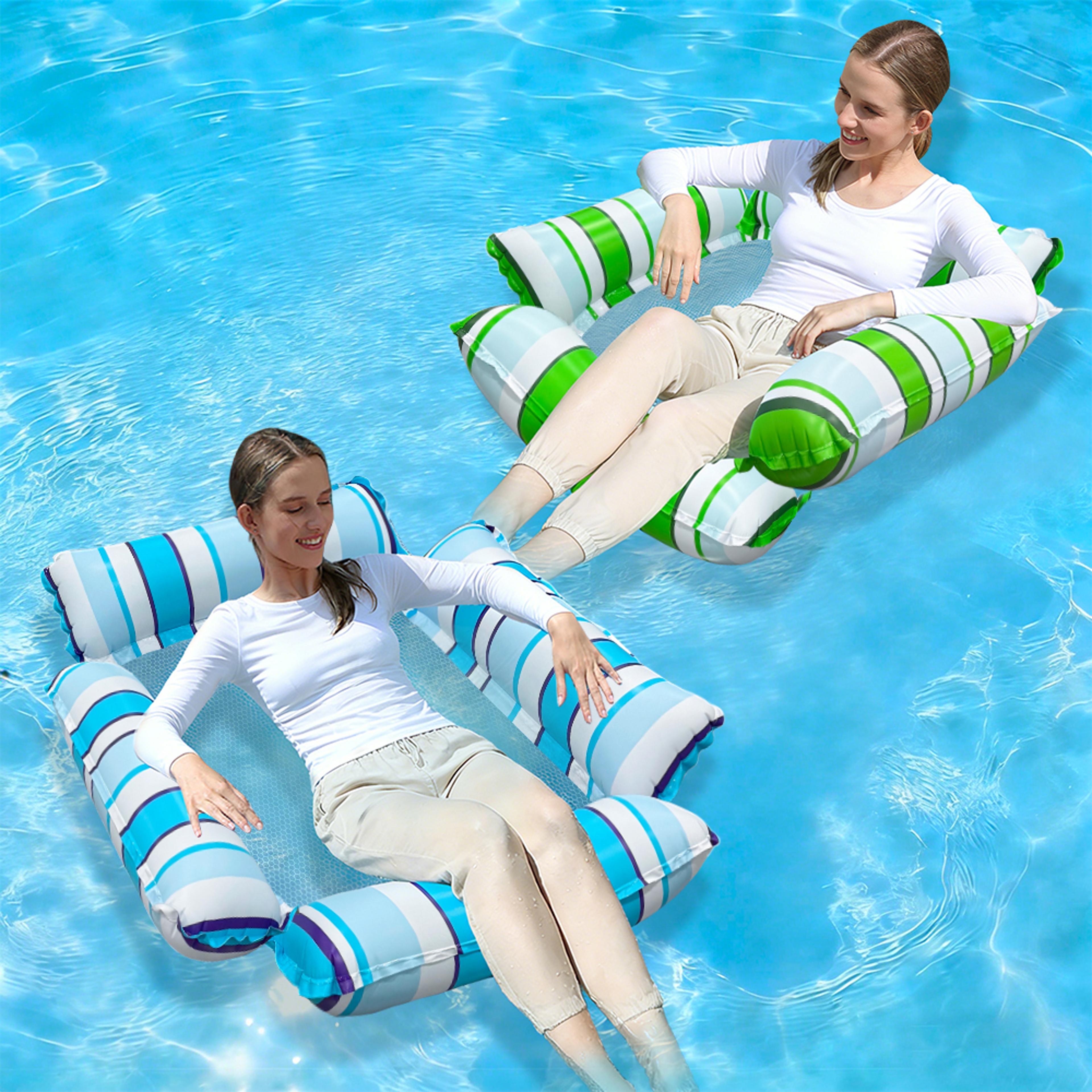 inflatable pool float lounge chair comfortable floating pool seat for beach, lake & pool relaxation
