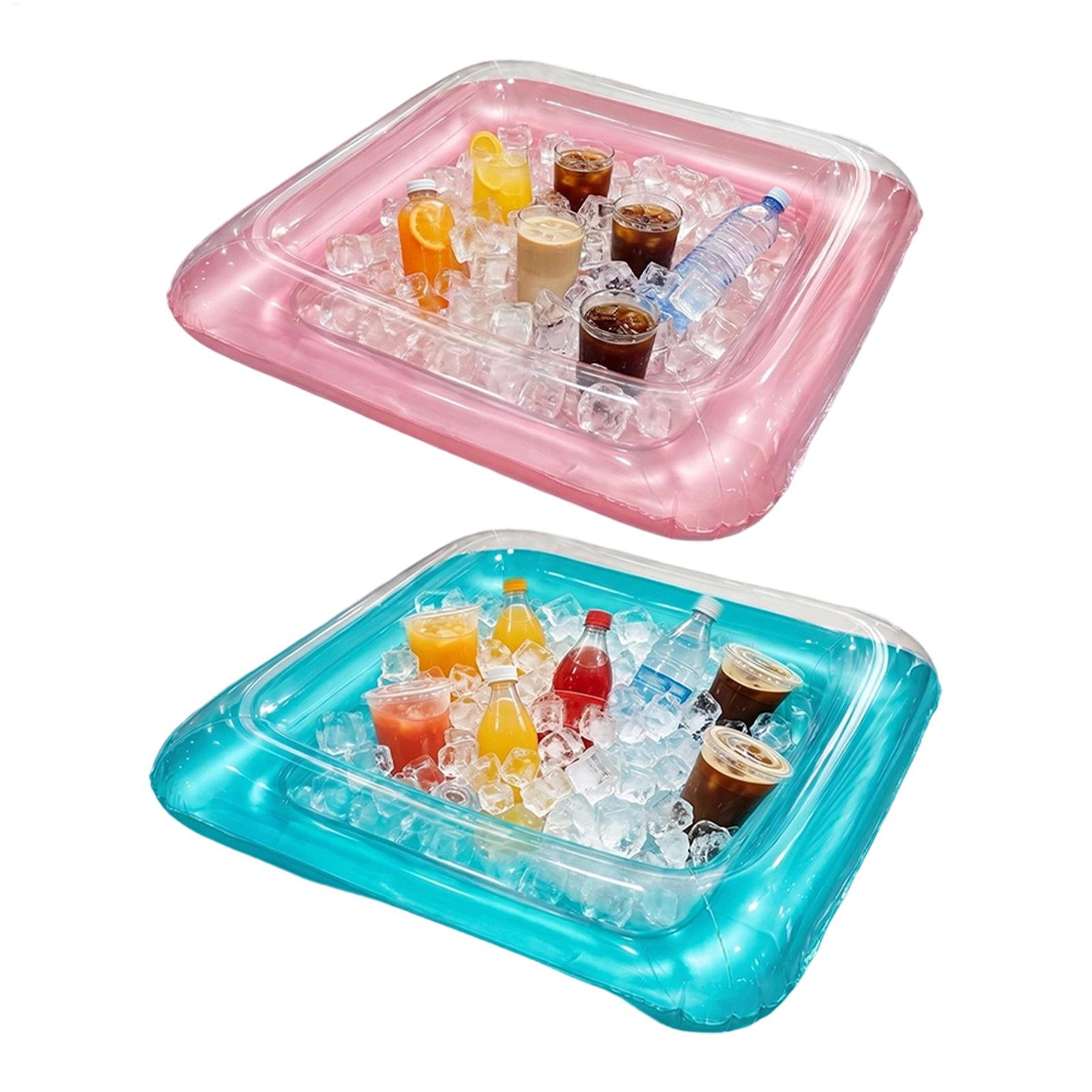 person inflatable cooler float floating drink holder & serving bar with drain plug
