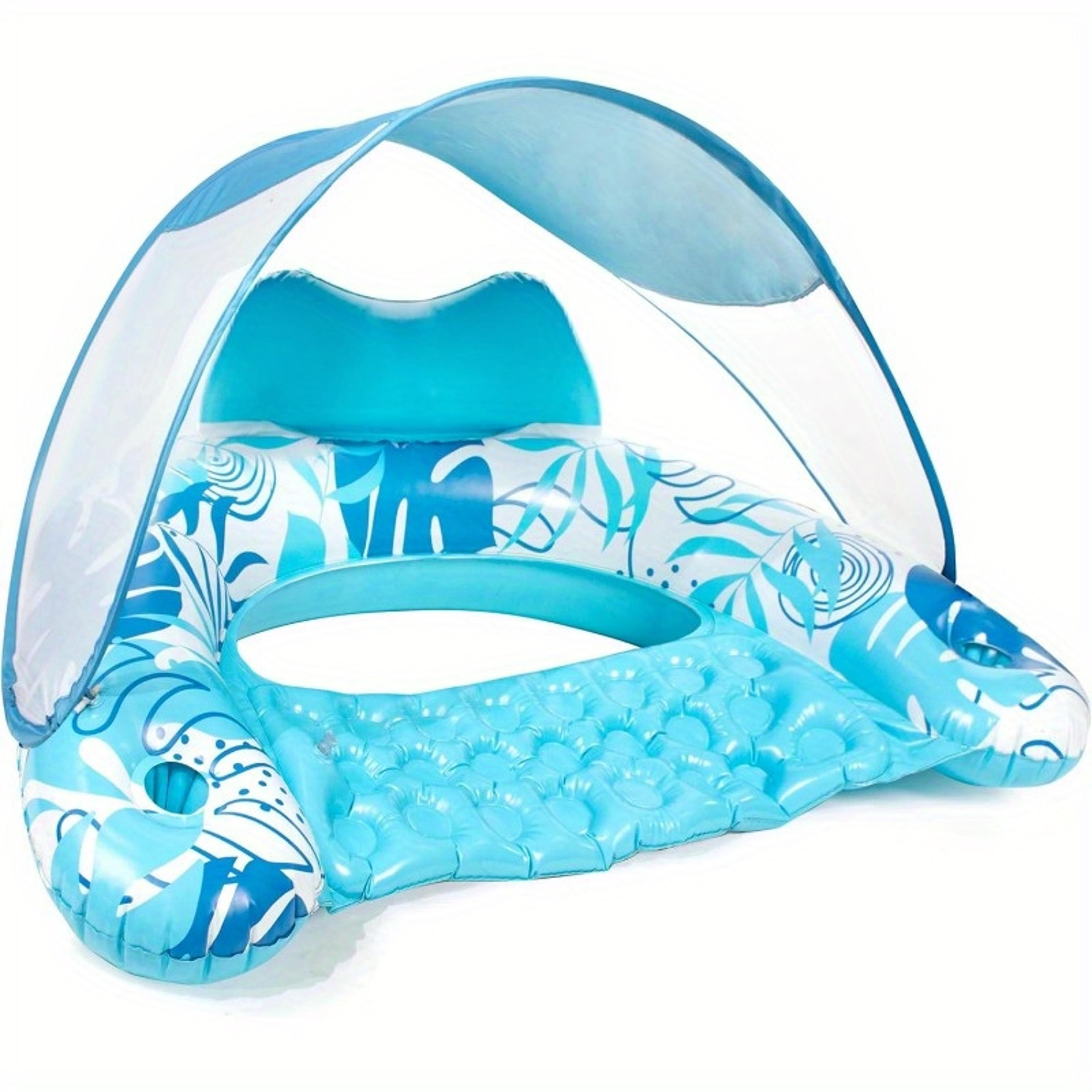 inflatable pool float with canopy xl pool lounge chair with cup holders for adults
