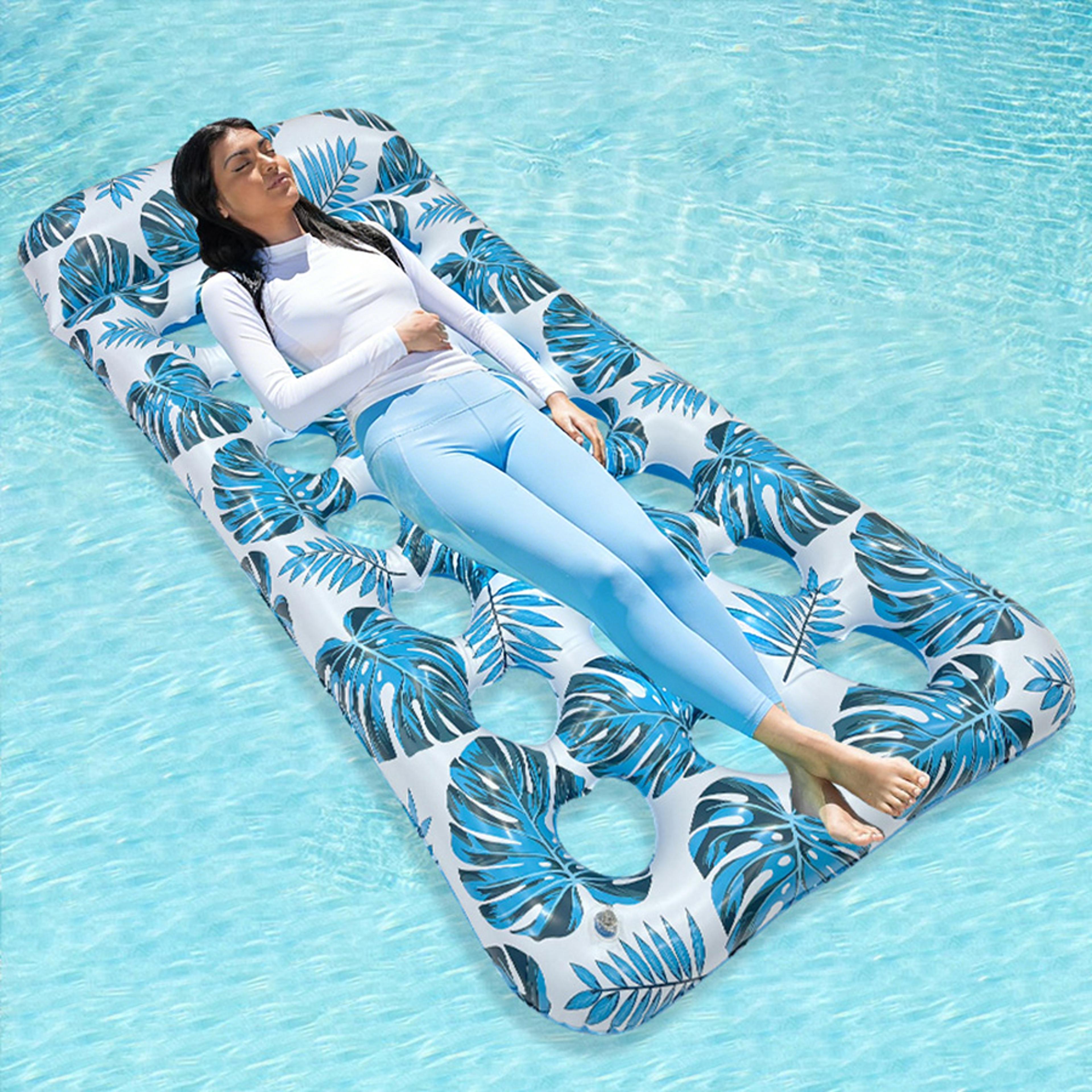 tropical inflatable pool float mesh pool lounge bed for beach & summer relaxation
