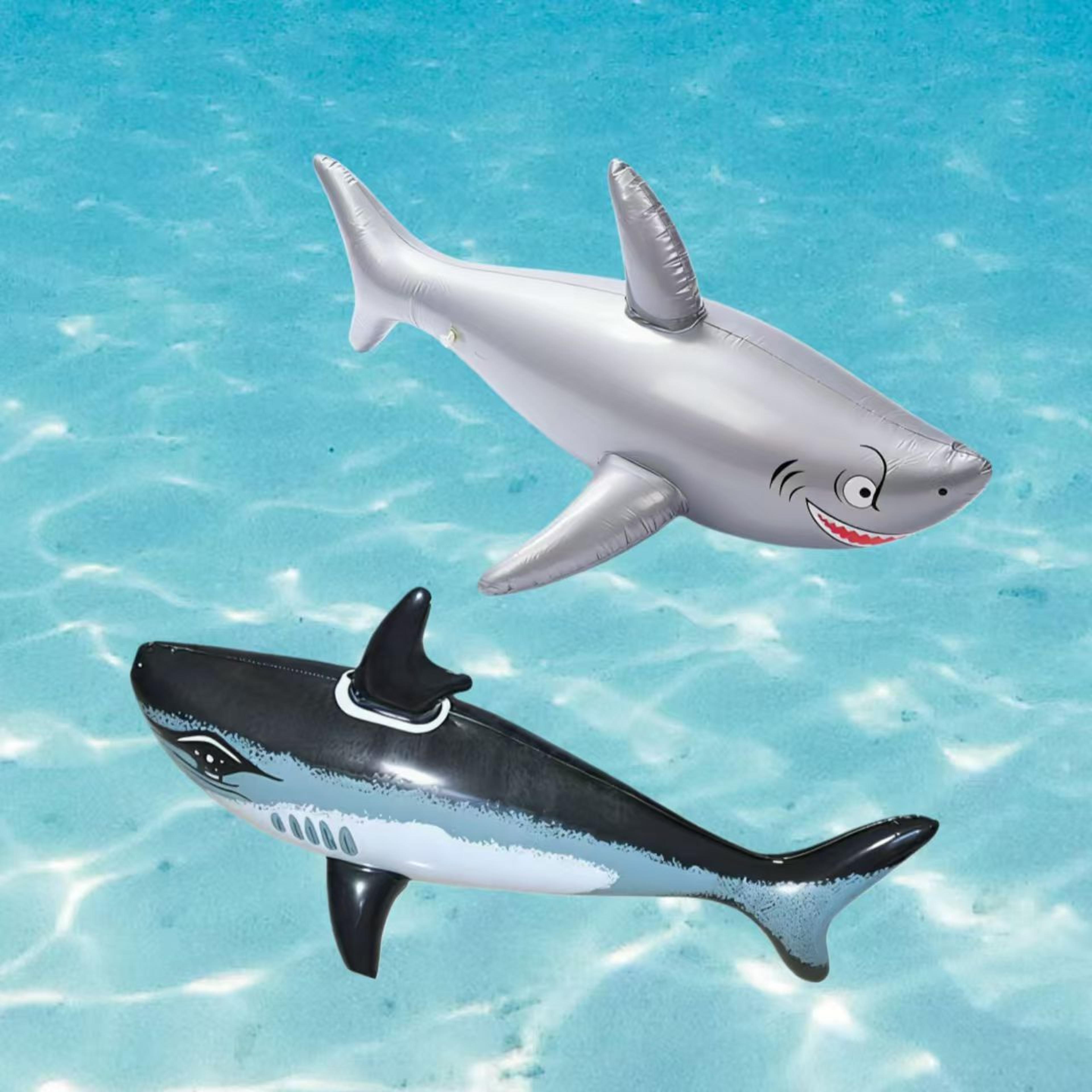inflatable shark pool float ride on for kids durable pvc shark water toy