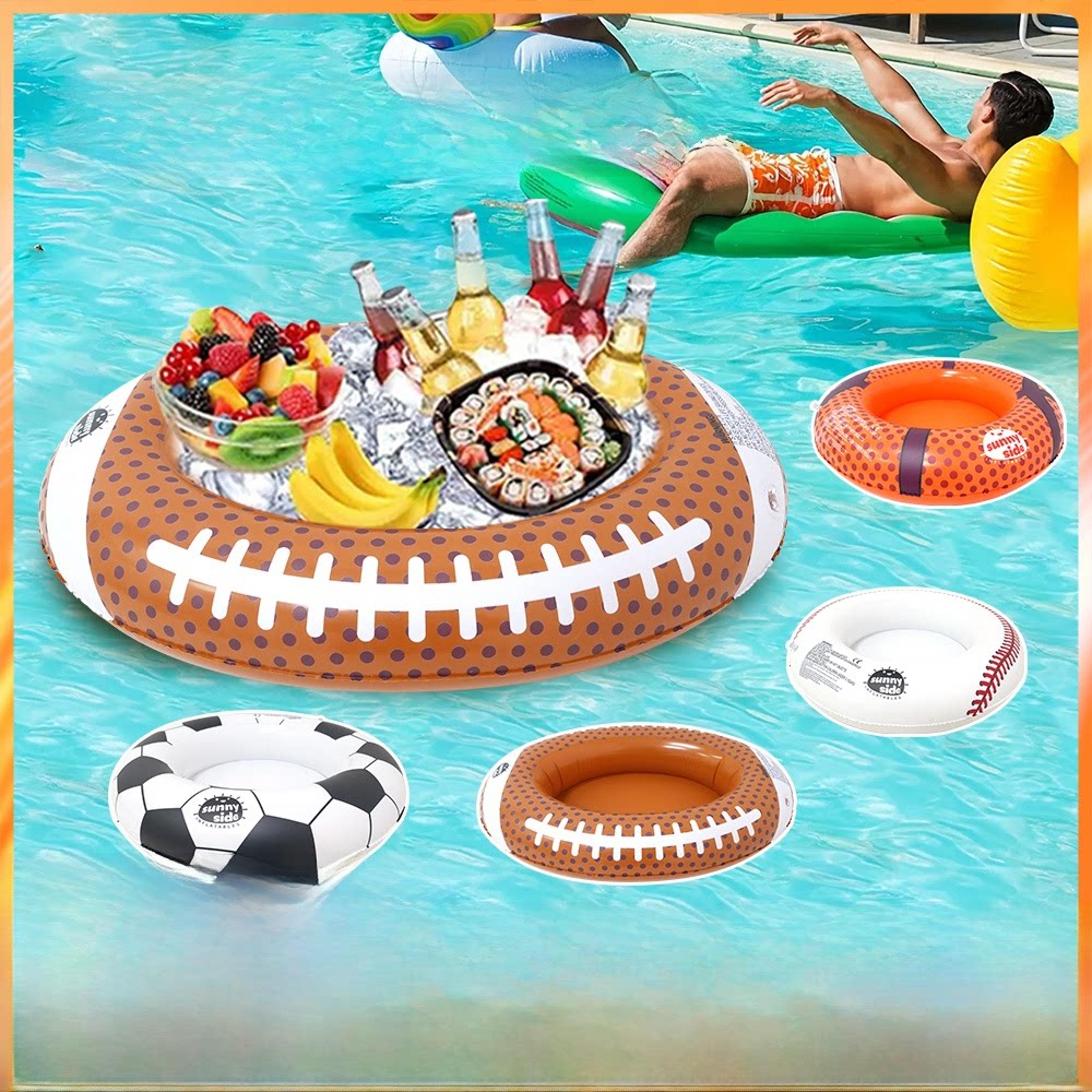 inflatable floating tray with cup holders pool drink holder for pool parties, beach & hot tub