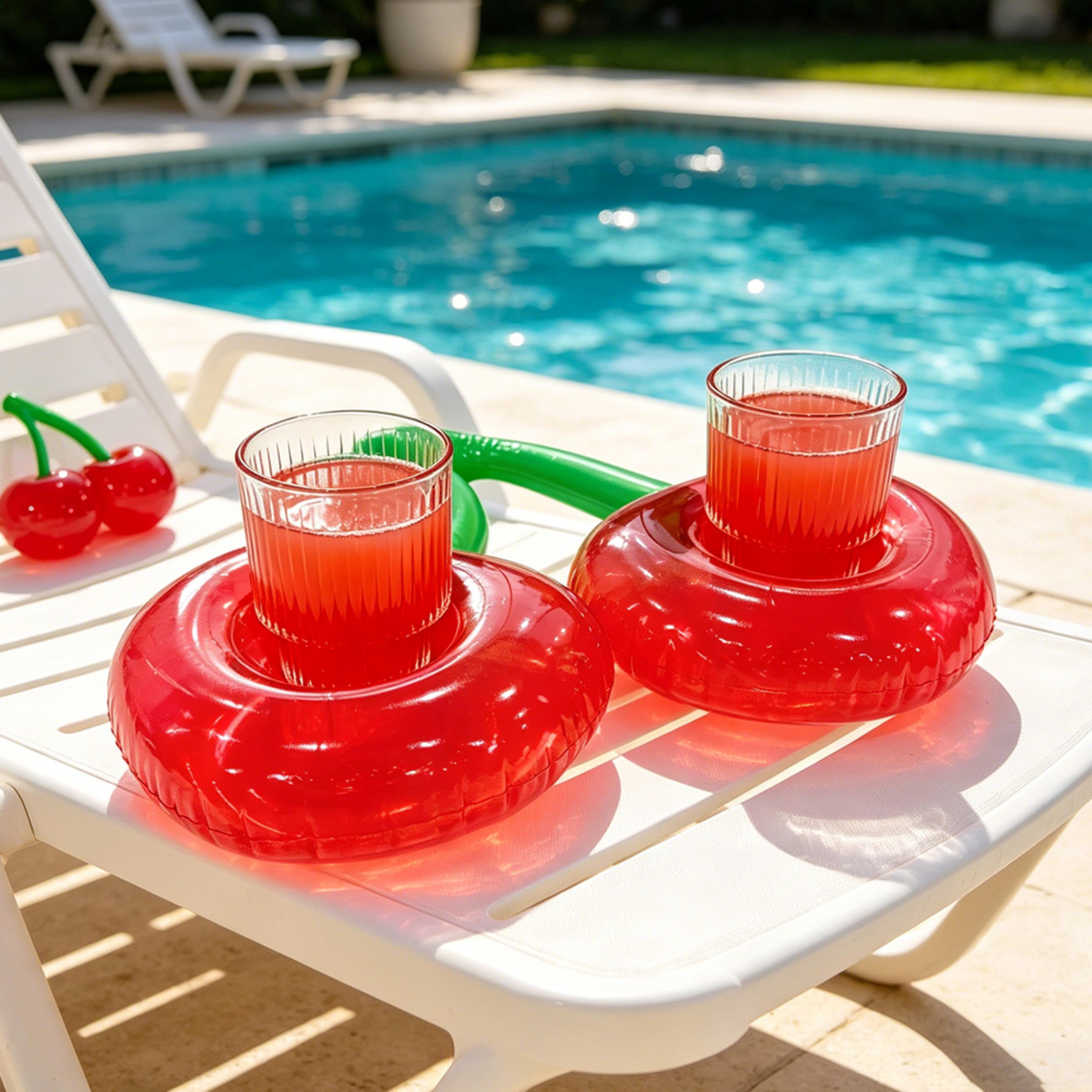 double cherry inflatable cup holder cute floating drink holder for pool & beach parties