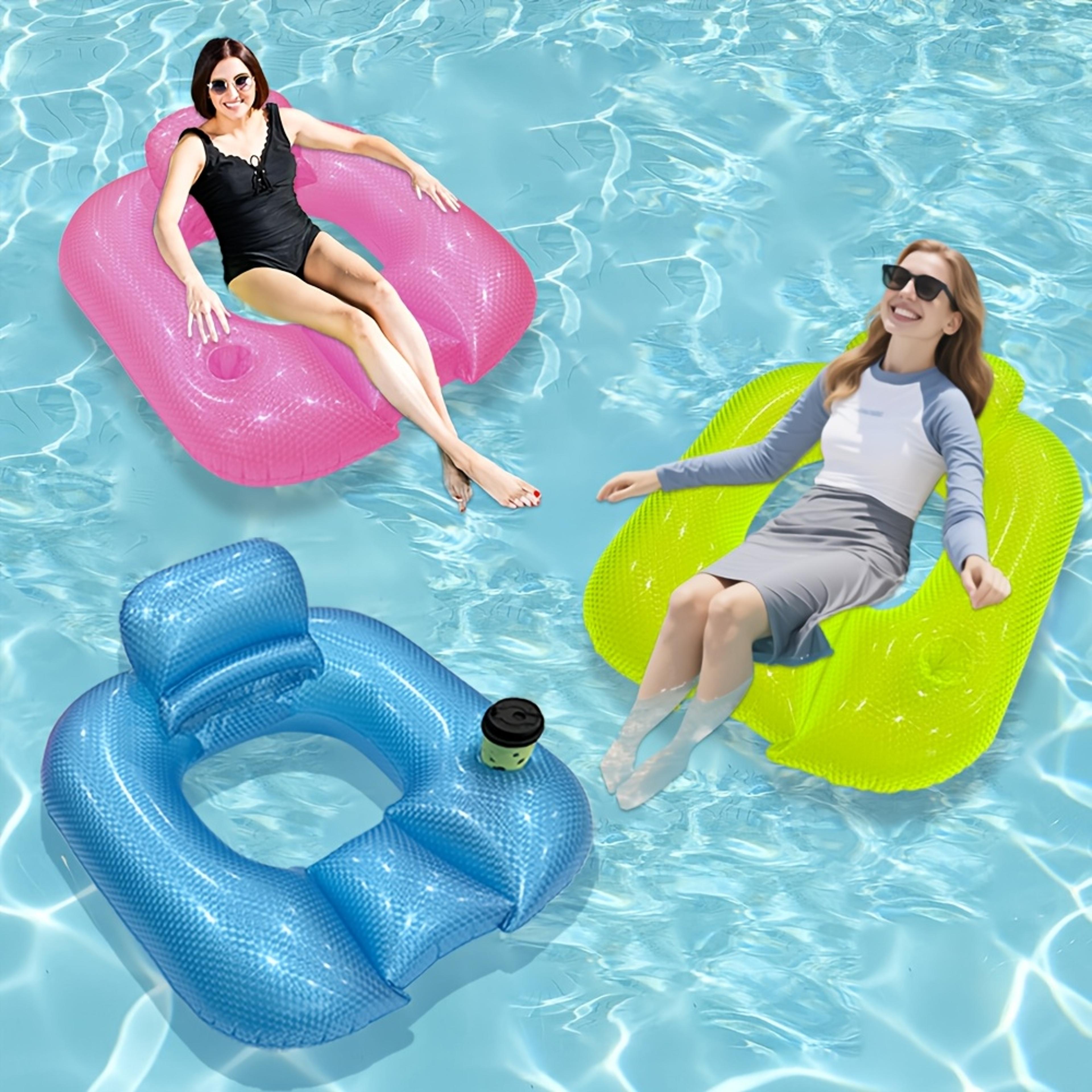 pearl luxe pool lounger float with cup holder premium inflatable pool float for beach & pool