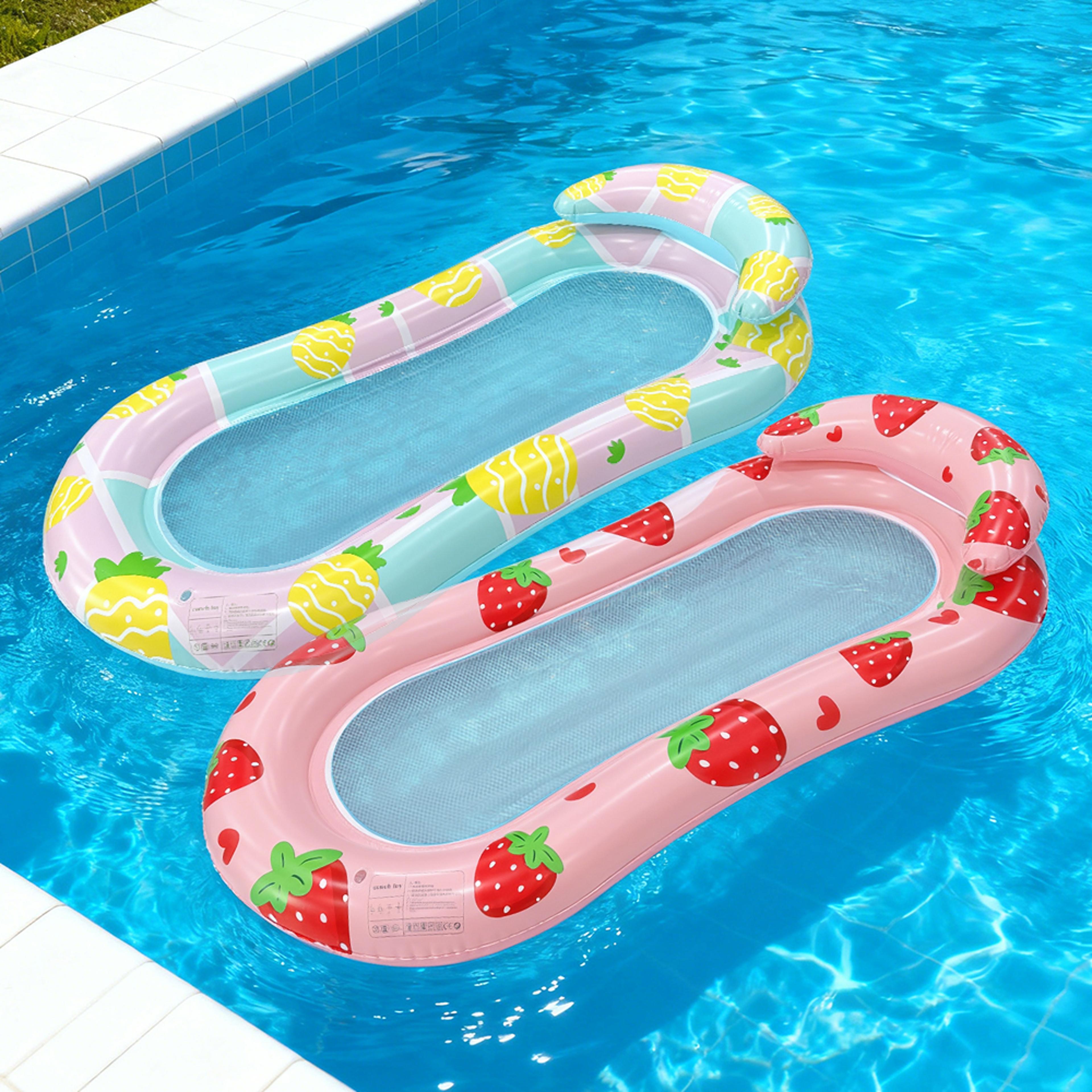 strawberry & pineapple pool hammock float portable mesh pool chair for summer relaxation