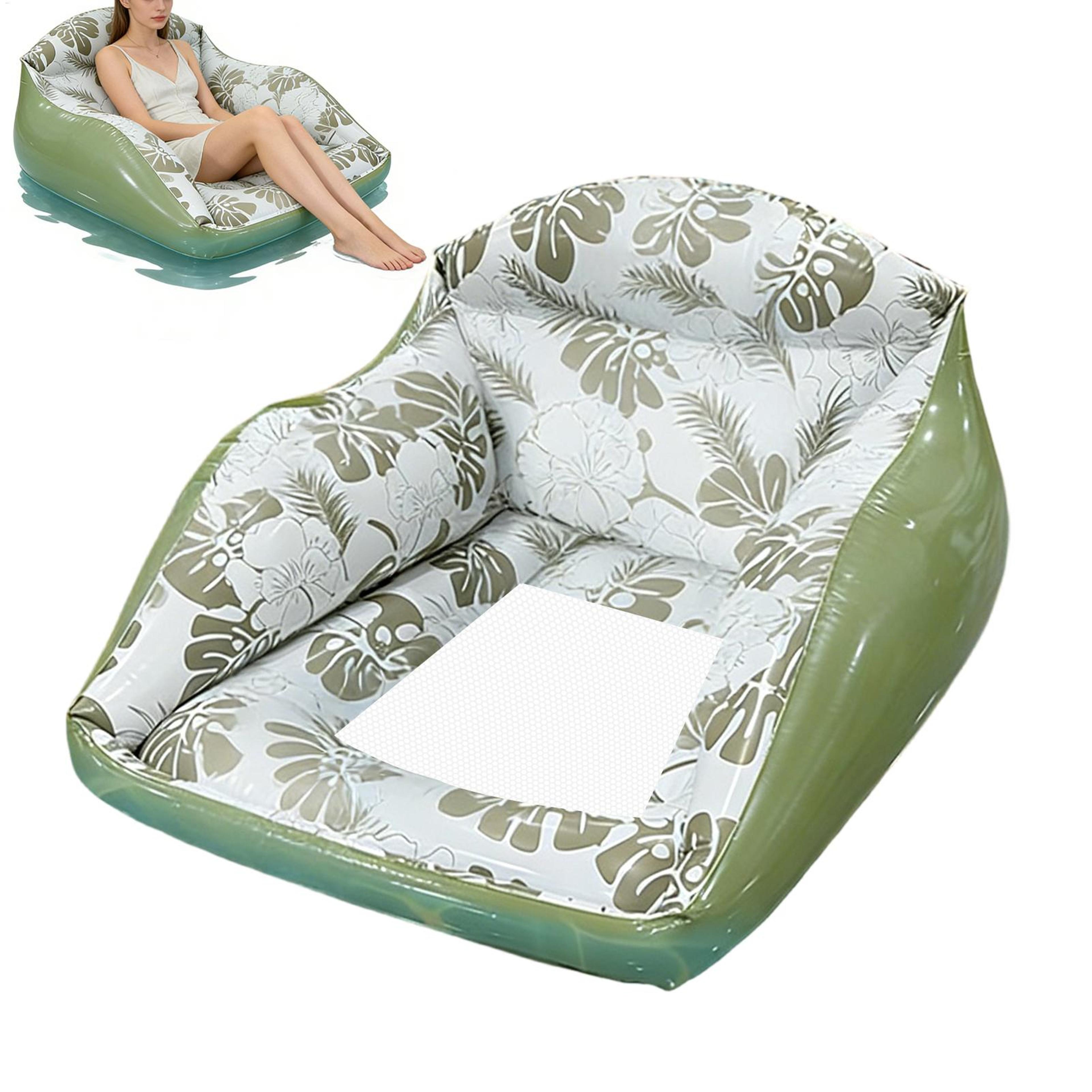 ergonomic inflatable pool lounger floating pool chair for adults with headrest