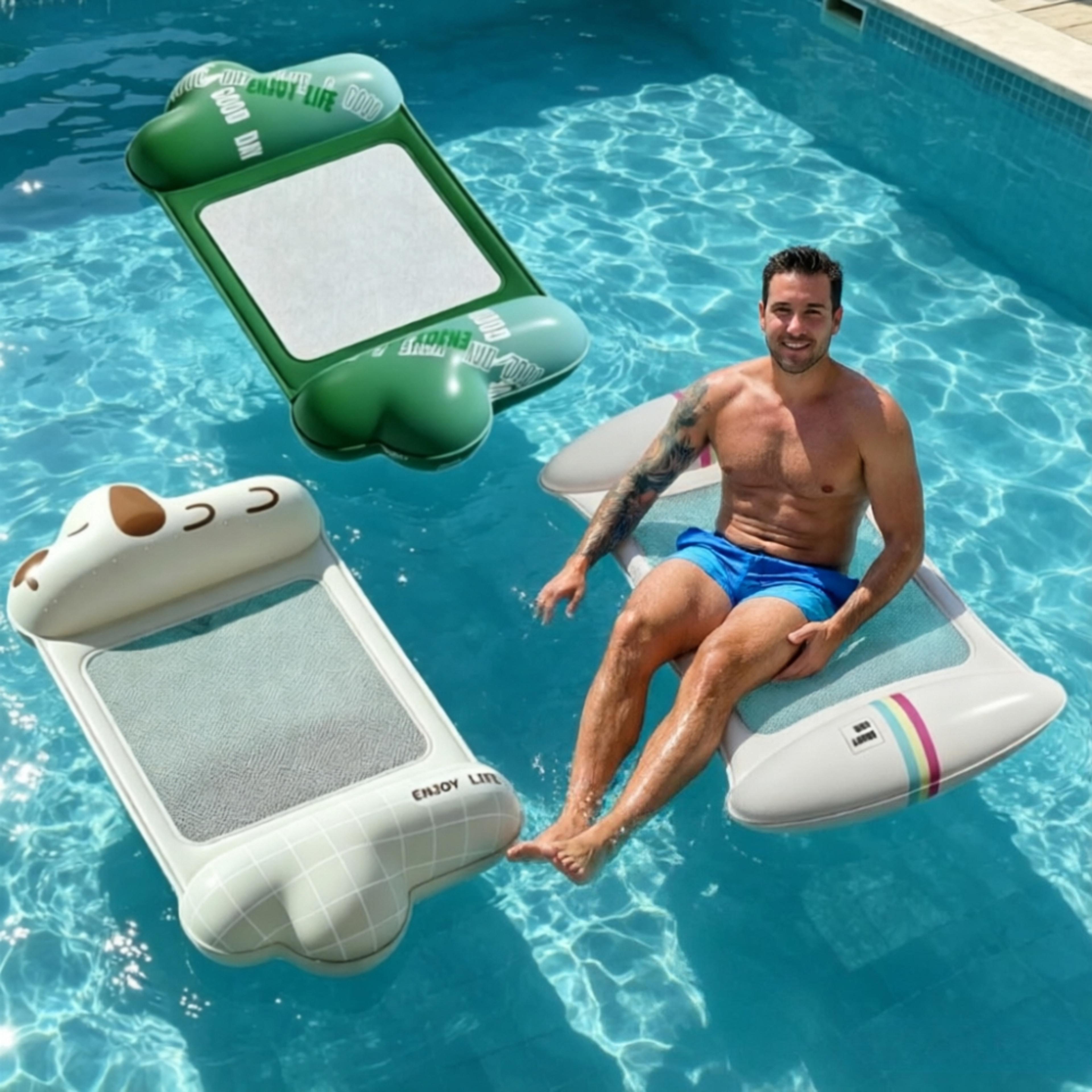 portable pool float lounger with mesh seat inflatable water hammock for adults