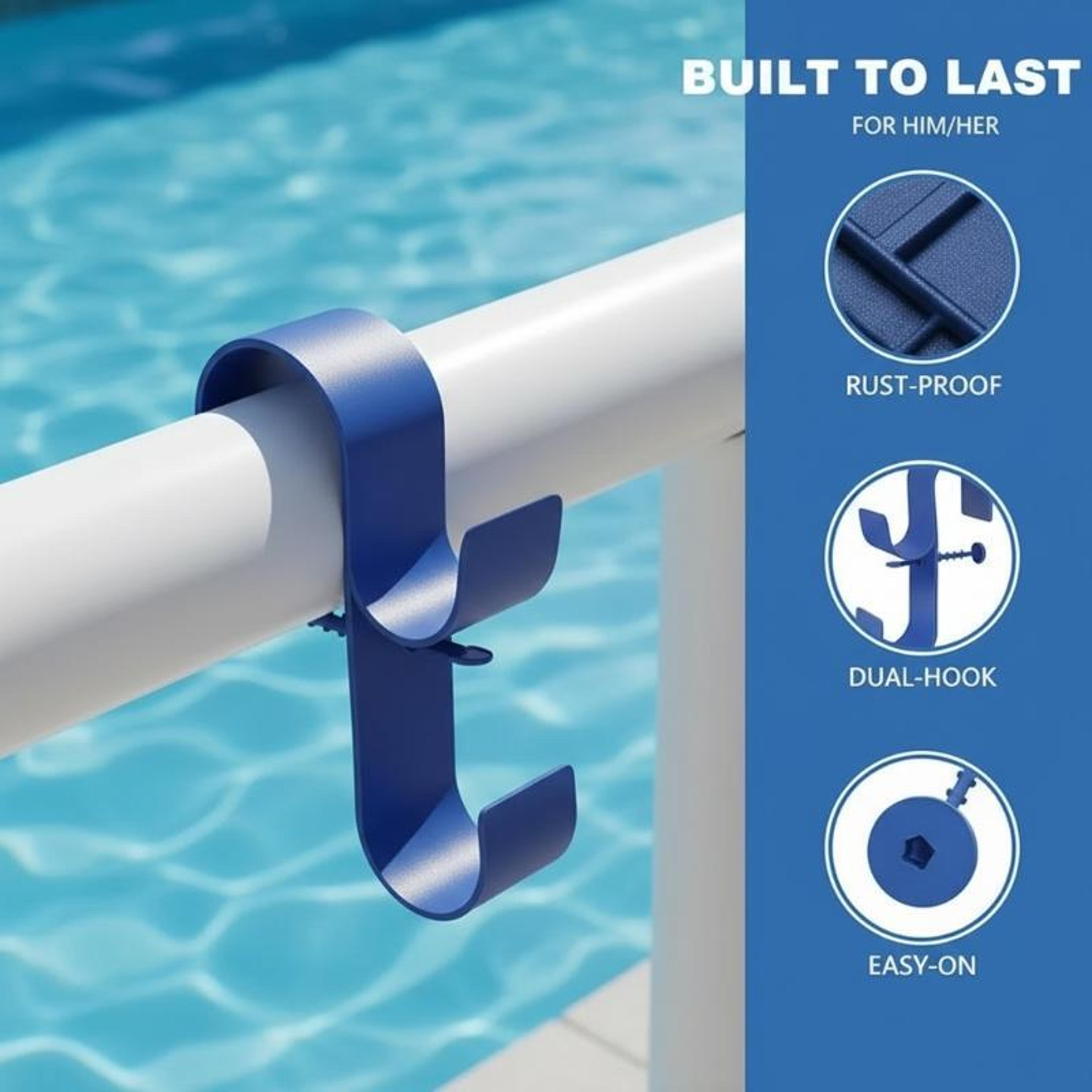 adjustable pool pole hanger & pool pole hook for above ground pool cleaning tools