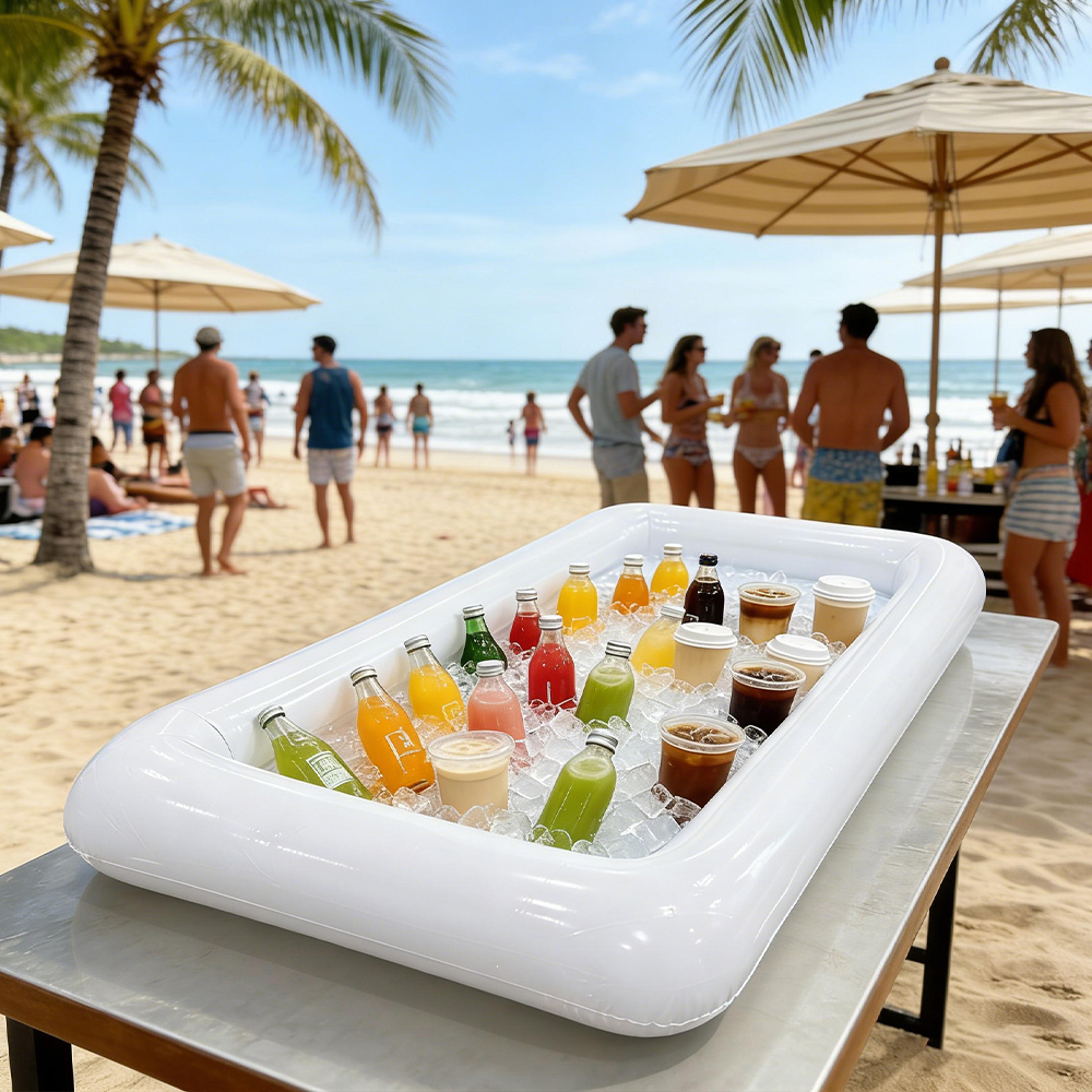 inflatable serving bar floating drink cooler large ice cooler tray for pool parties & bbqs