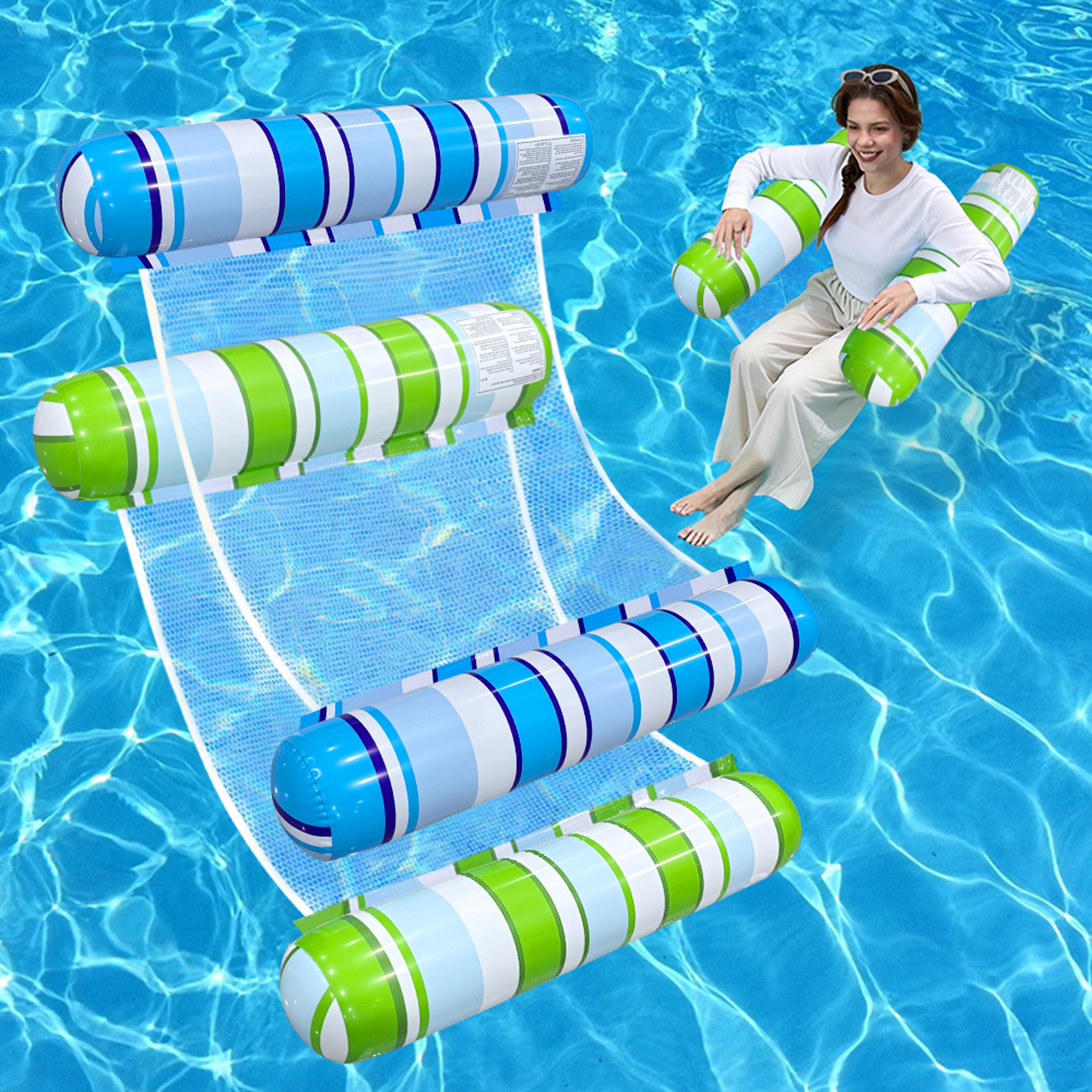 pool float hammock inflatable water lounge chair for pool, beach & lake relaxation