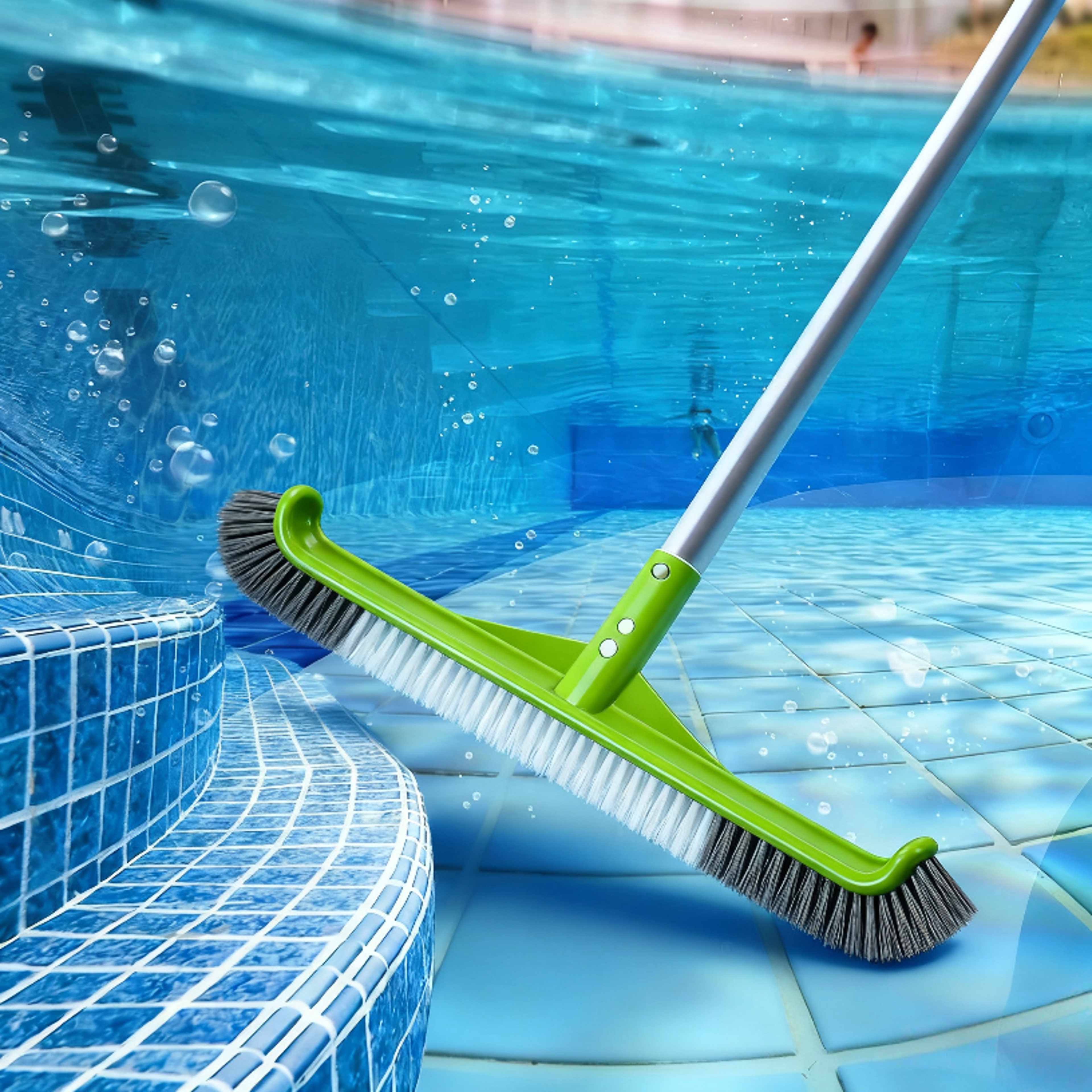 pool brush with curved edges heavy duty pool cleaning brush for walls, tiles & floors