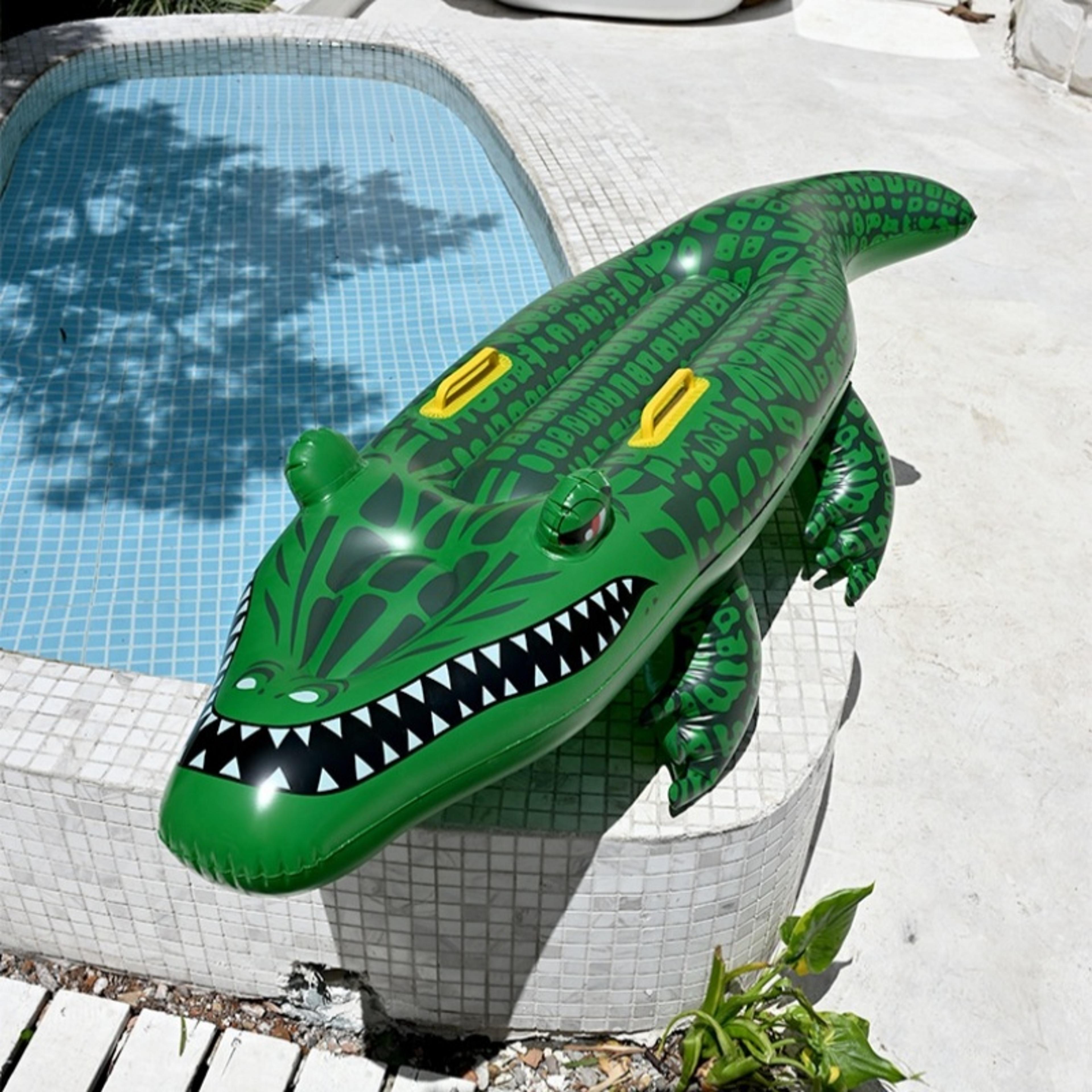 inflatable crocodile pool float with handles ride on alligator pool raft for summer fun