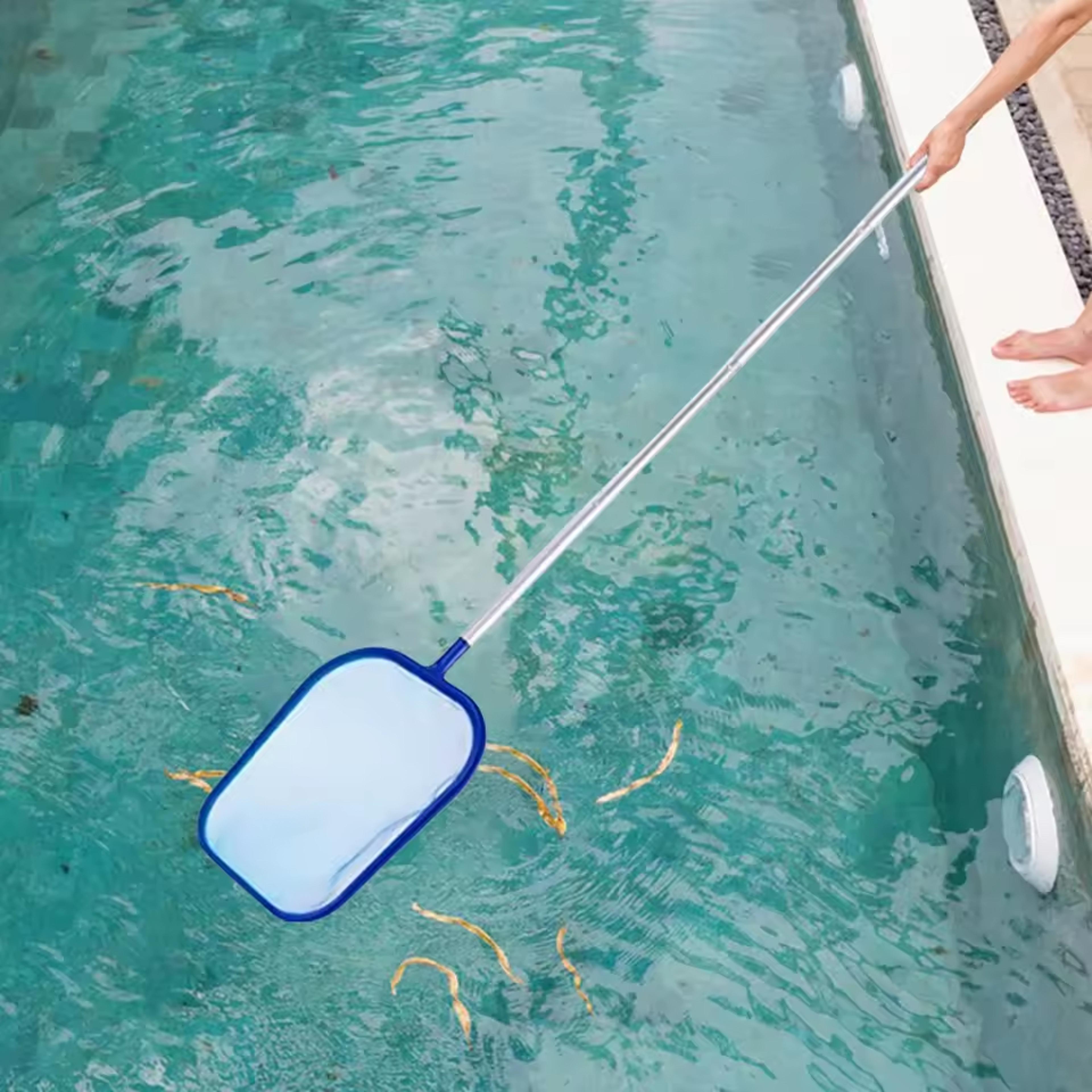 heavy duty pool leaf skimmer with section aluminum pole | fine mesh pool cleaning net
