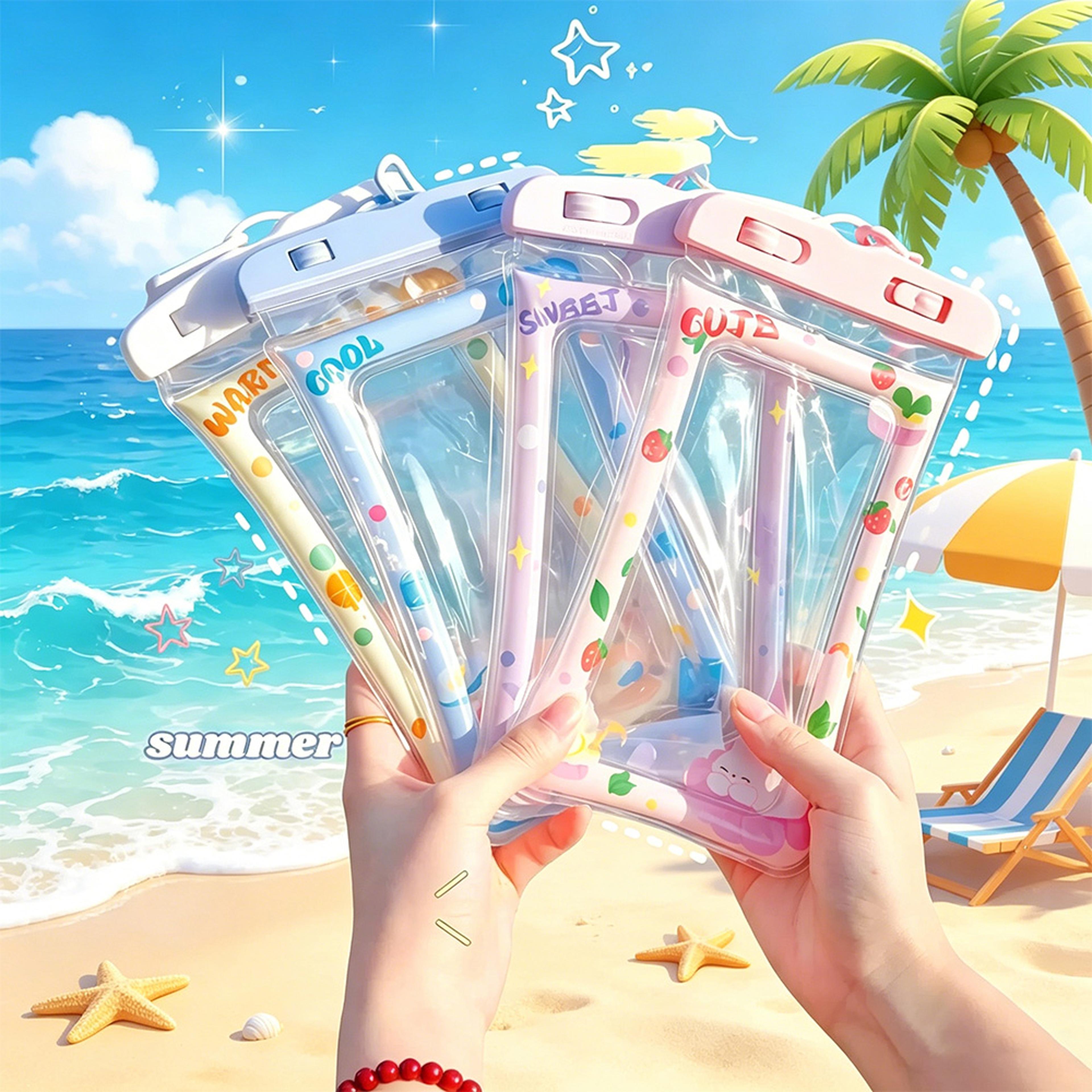 floating waterproof phone pouch with touch screen dry bag & lanyard for beach, swimming & snorkeling