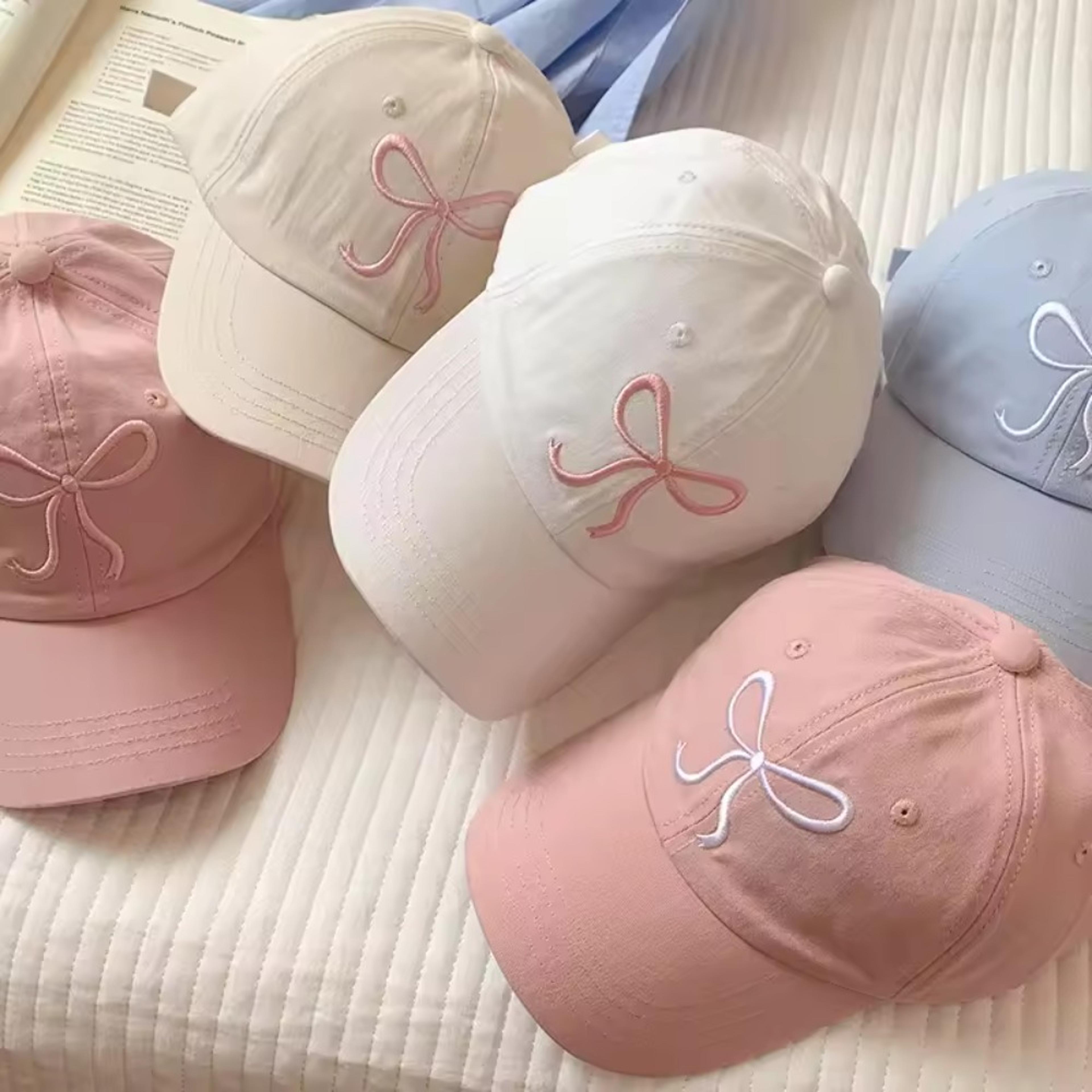 sweet bow embroidered womens baseball cap soft cotton adjustable sun hat snapback