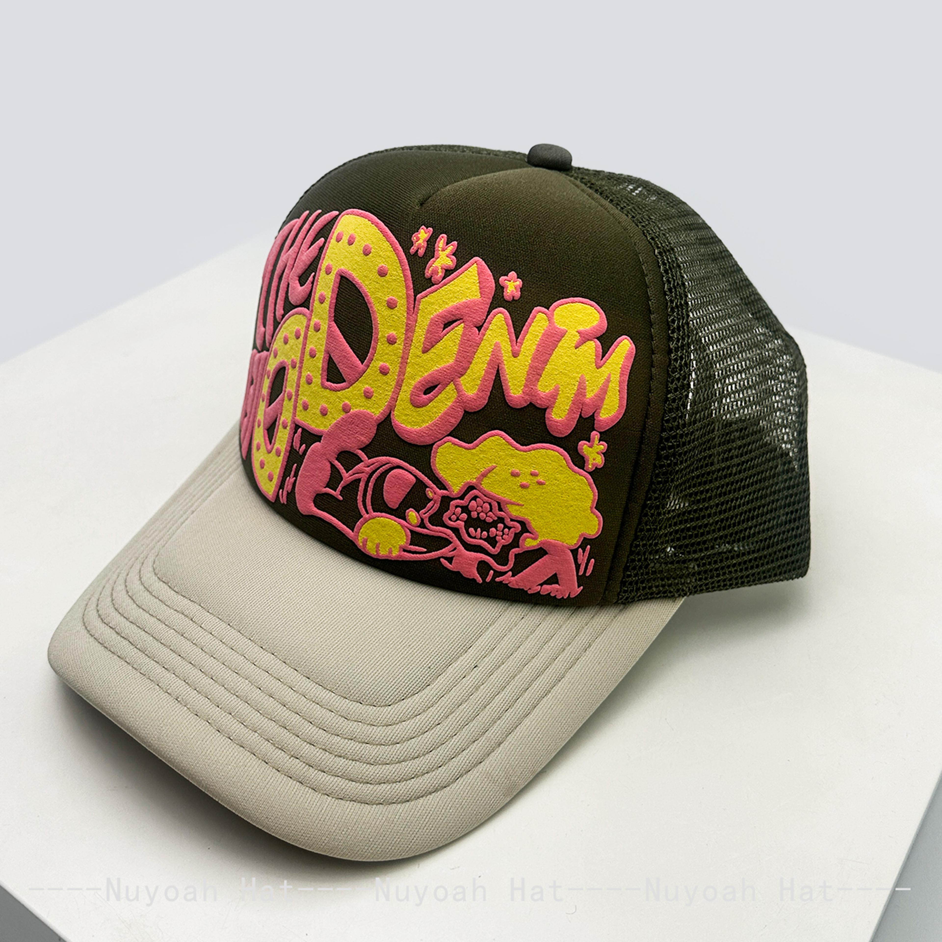 letter trucker hat breathable baseball cap with color block mesh design