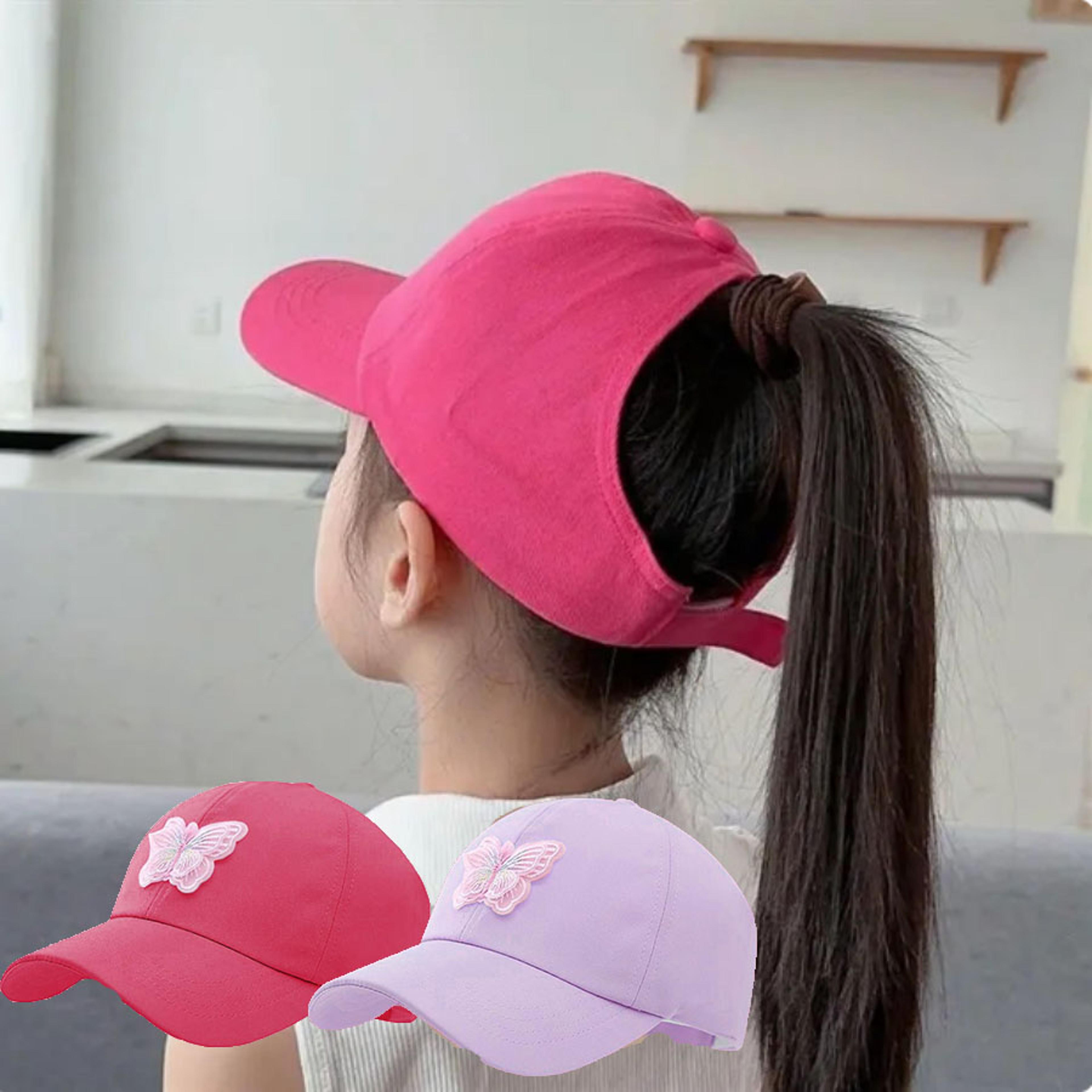 butterfly kids baseball cap with ponytail opening breathable uv protection cap for outdoor summer play