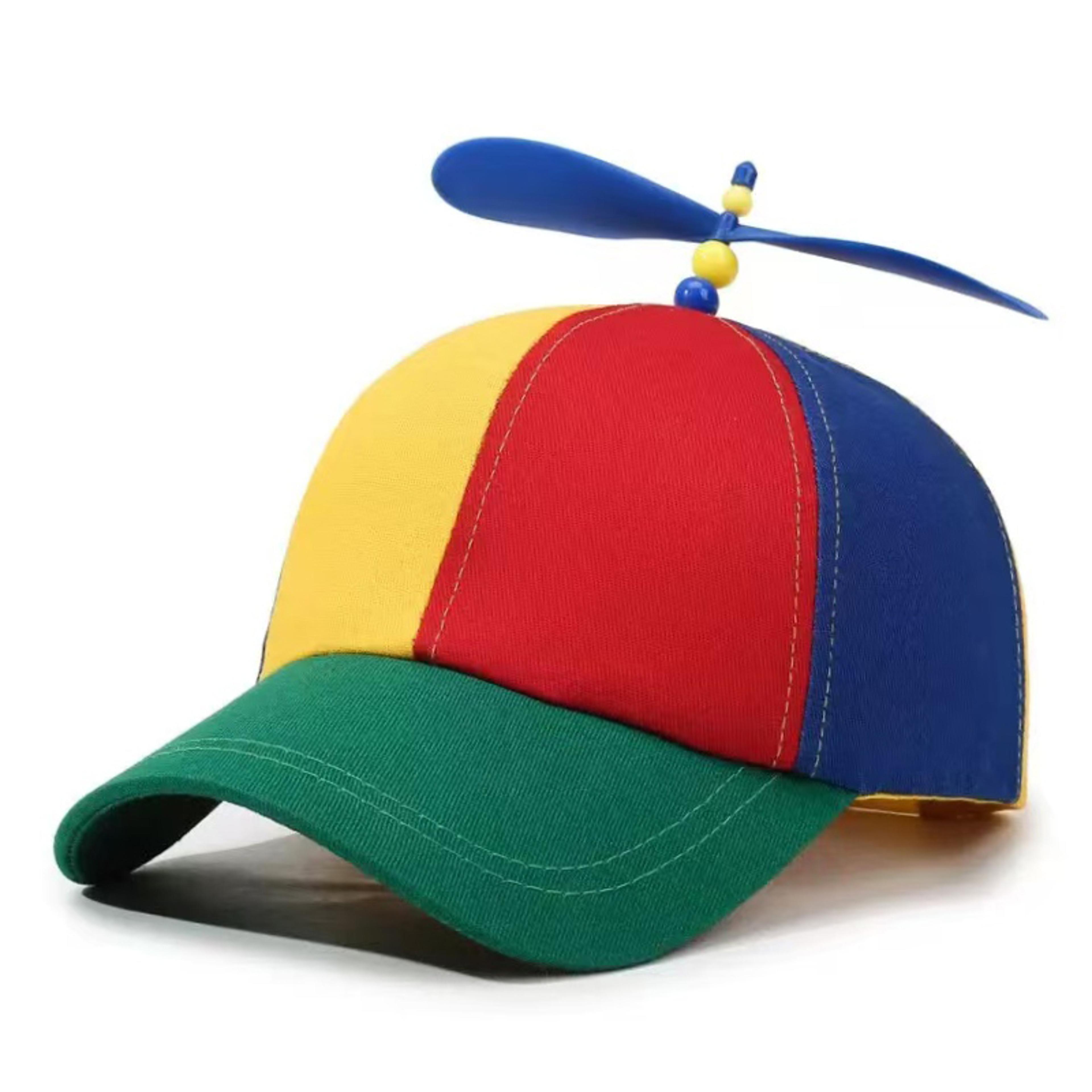 rainbow propeller baseball hat adjustable color block unisex snapback cap for outdoor fun