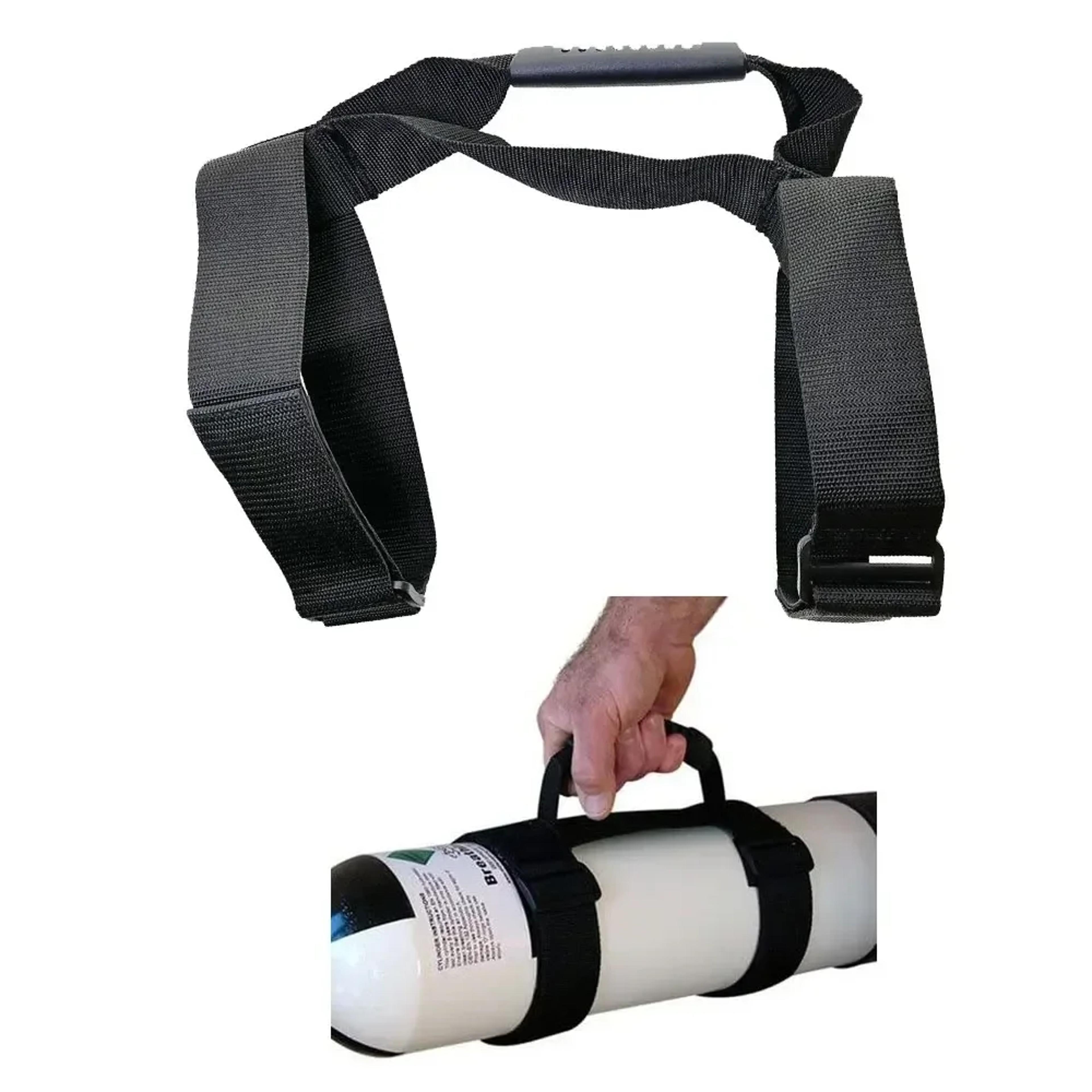 heavy duty scuba tank carrier with adjustable shoulder strap & comfort handle for dive cylinder transport