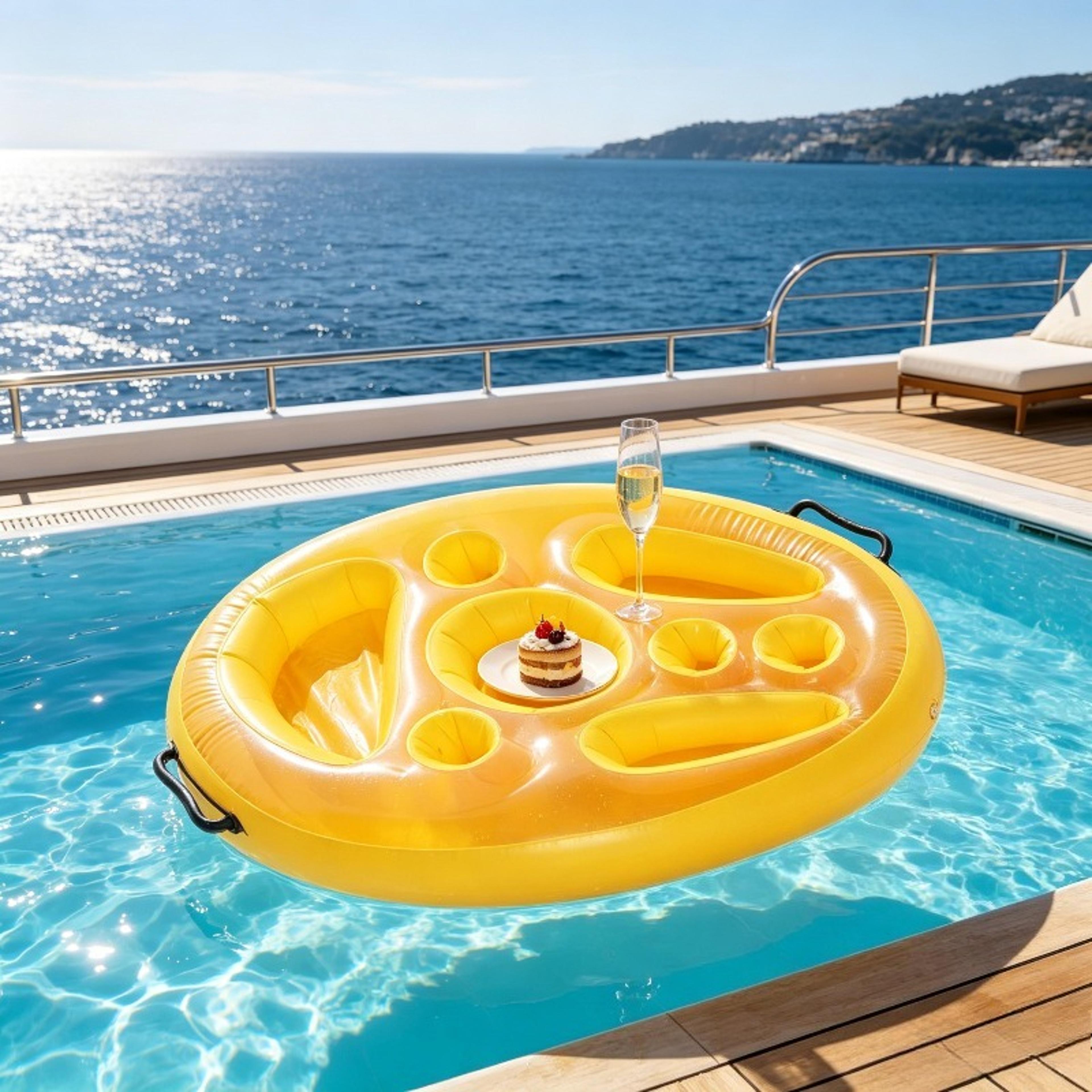 floating drink holder inflatable ice bar cooler tray for pool parties & beach fun