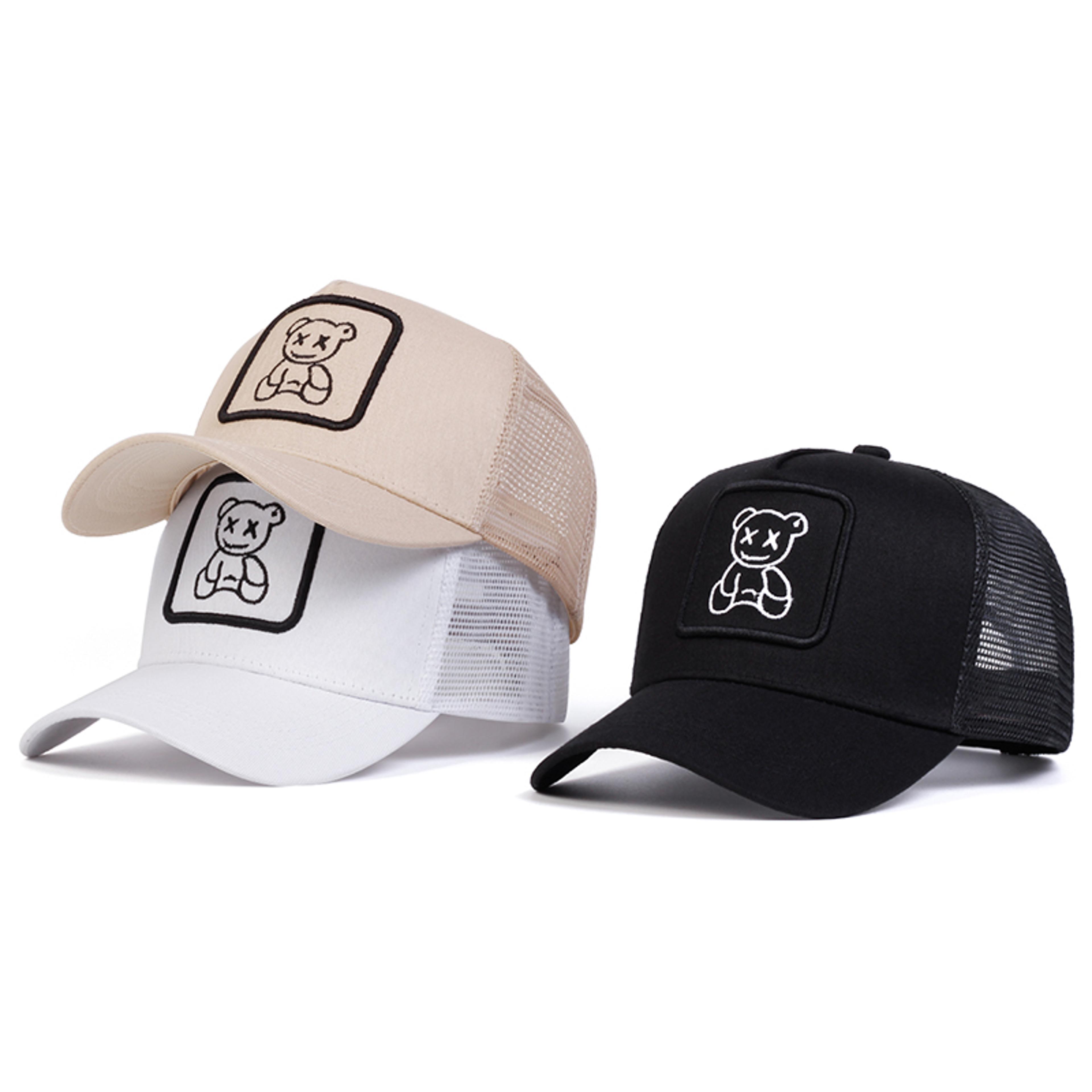 little bear mesh baseball cap adjustable bear embroidery cap for men & women