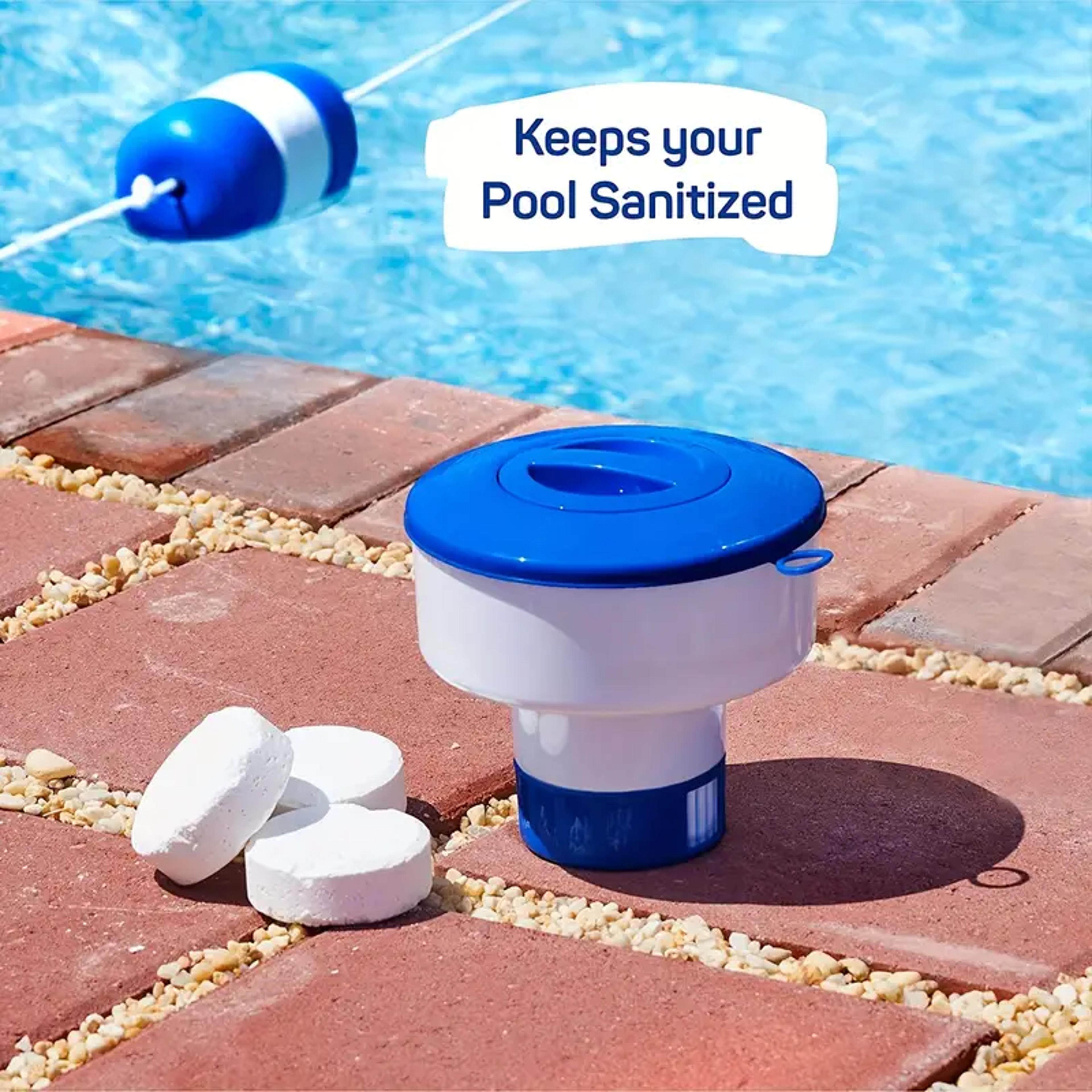 floating pool chlorine dispenser with pull ring foldable pool tablet floater for pools & spas