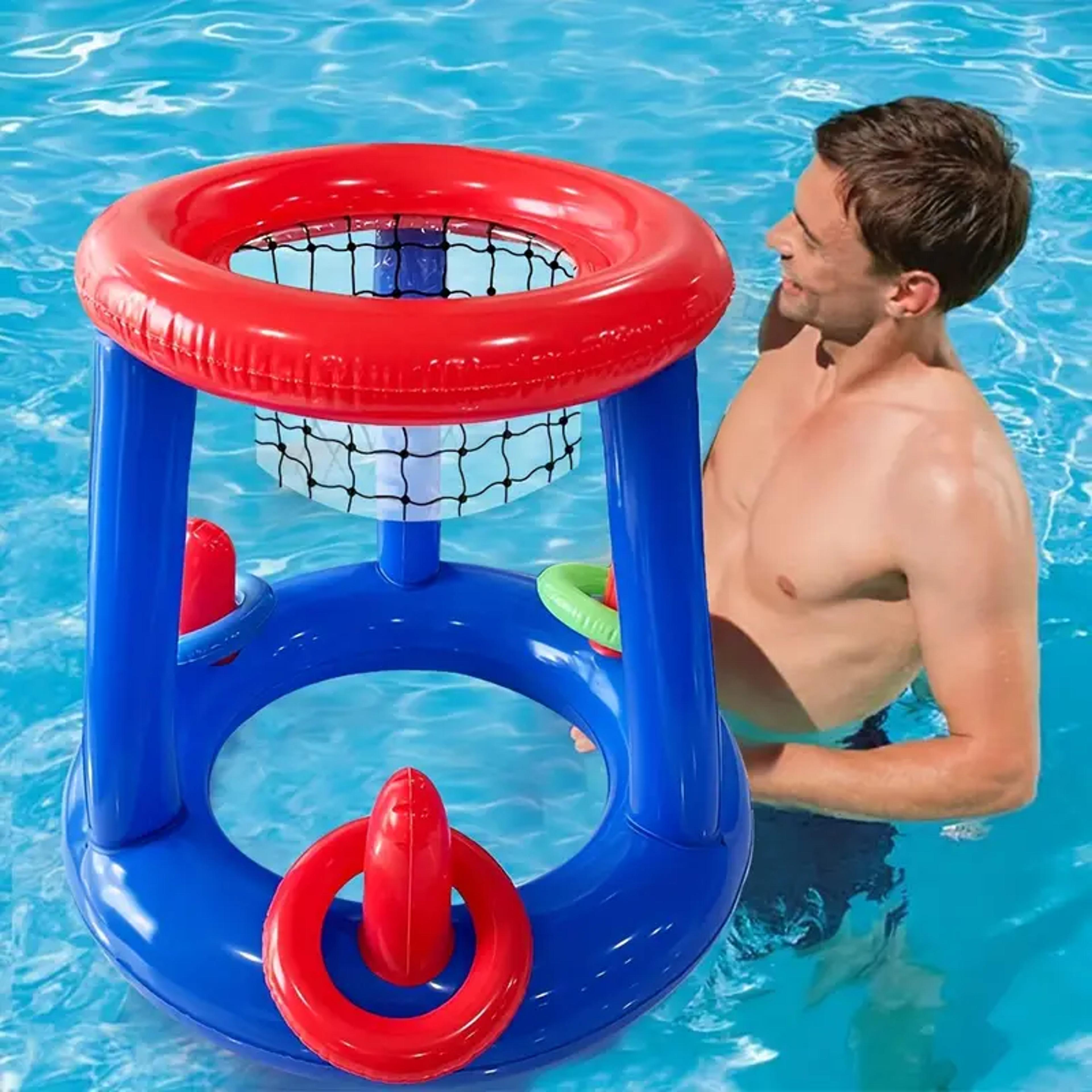 interactive inflatable pool basketball hoop floating basketball game for family pool parties