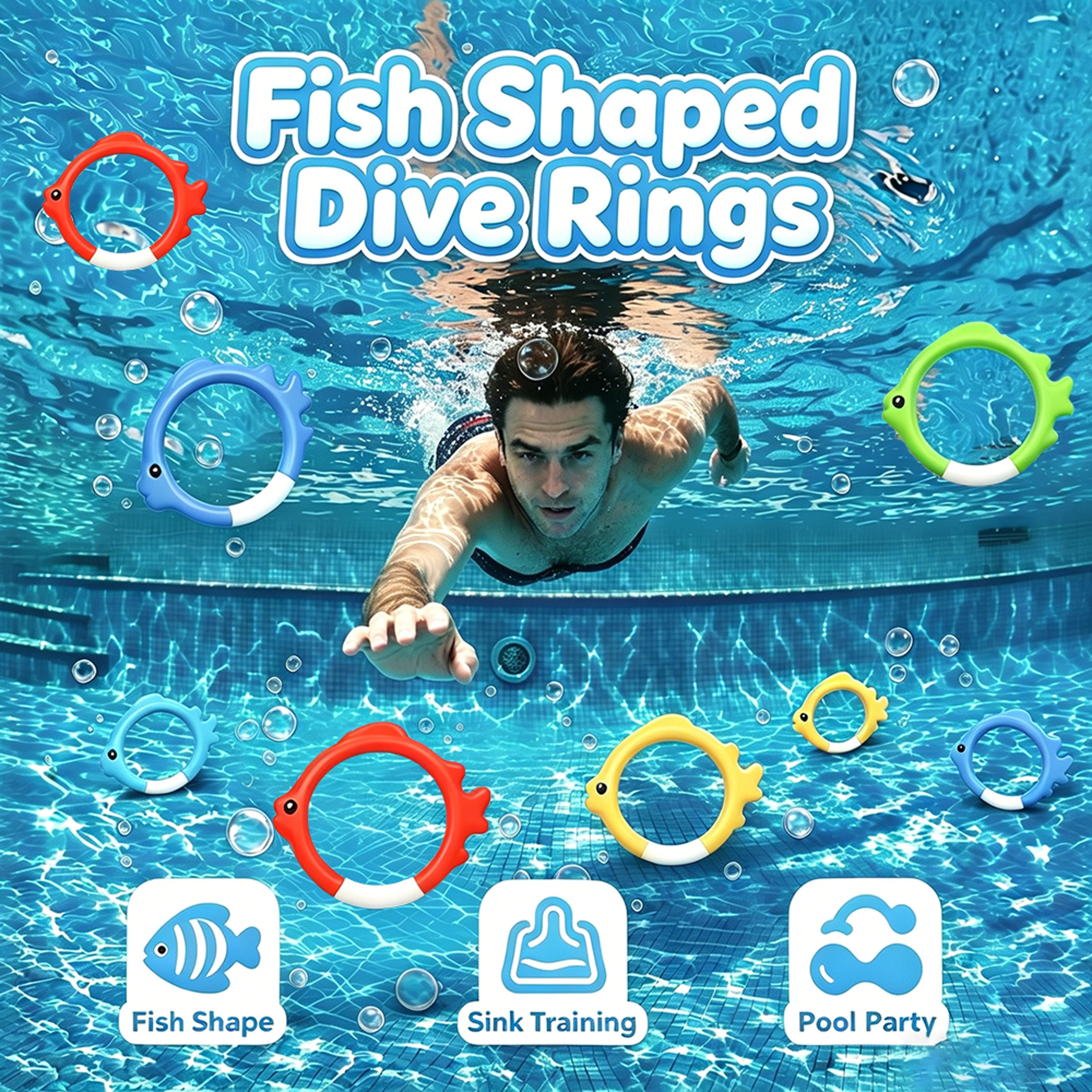 fish shaped dive rings set of colorful pool diving toys for swimming training & underwater games