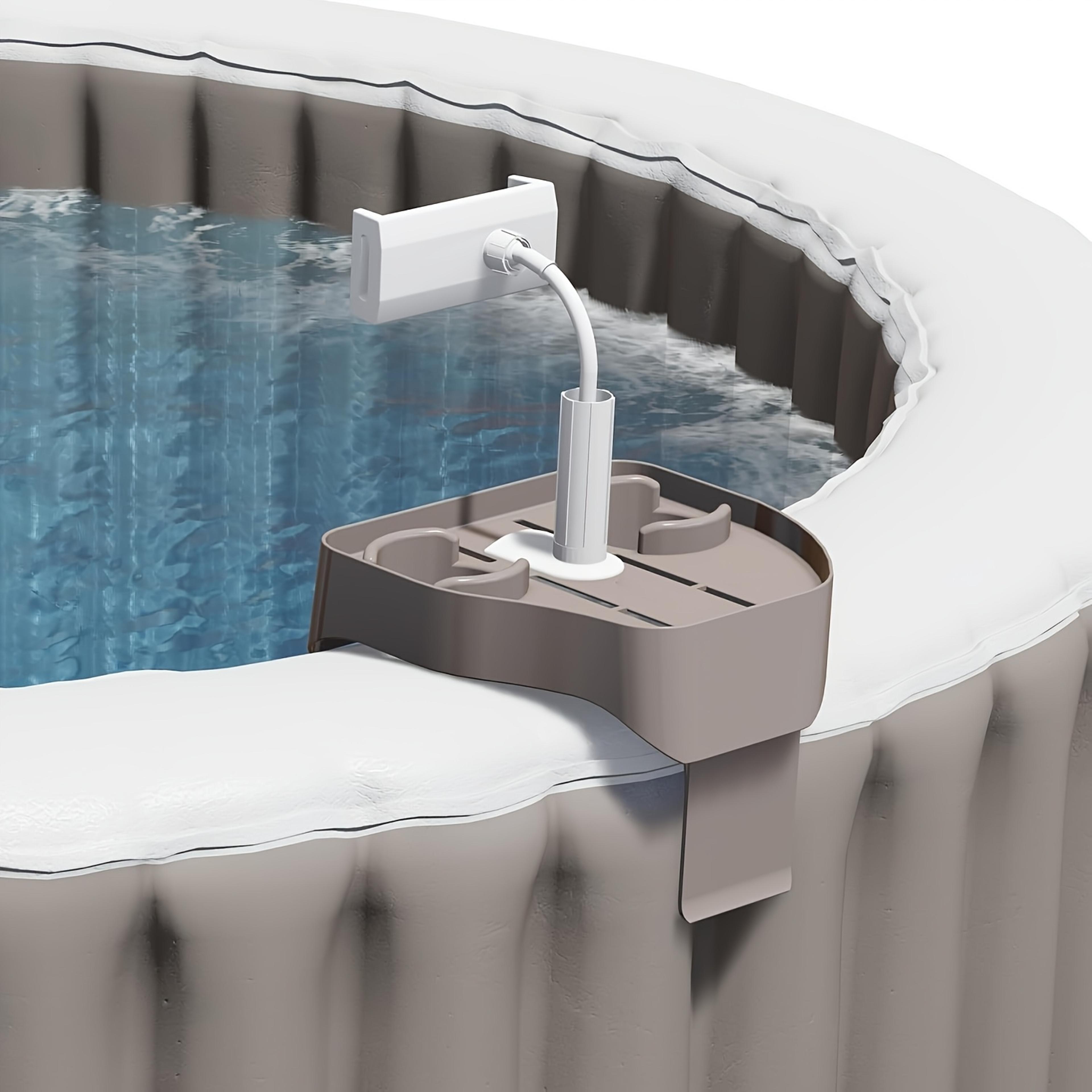 adjustable hot tub tray table with clip on pool cup holder & phone holder