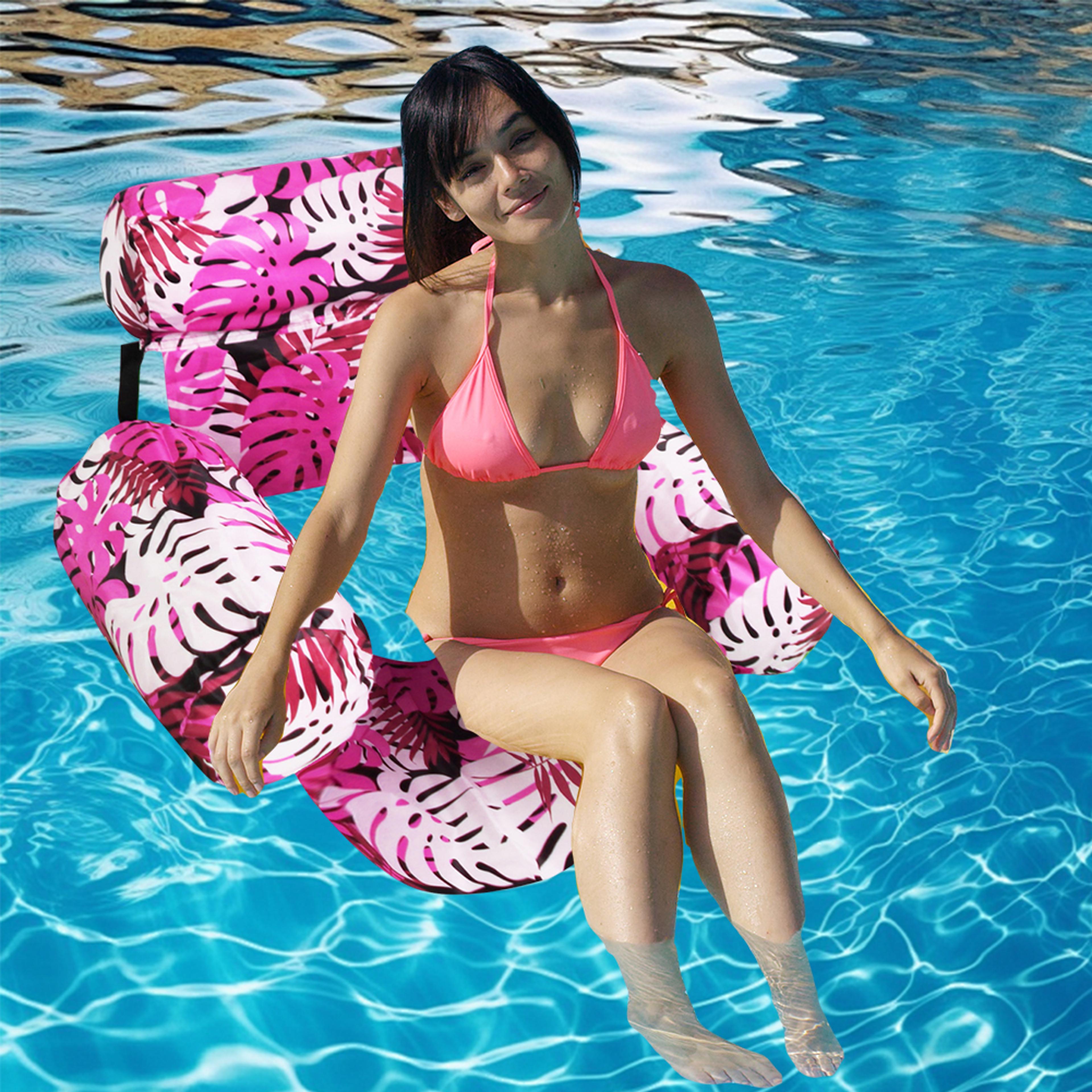 inflatable pool lounger chair with backrest & armrests floating pool recliner for adults