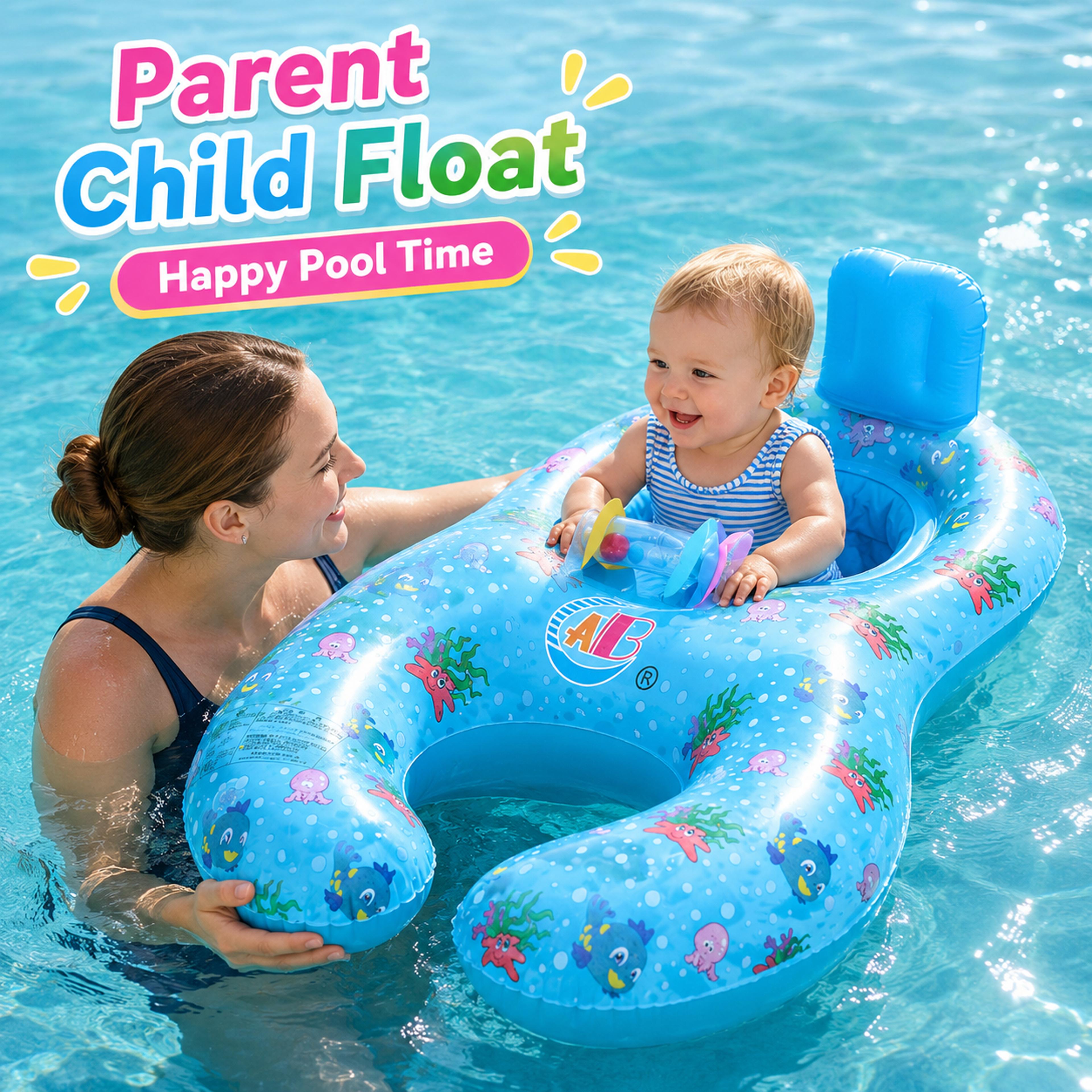 parent & baby pool float with backrest inflatable baby swim seat for pool & beach fun
