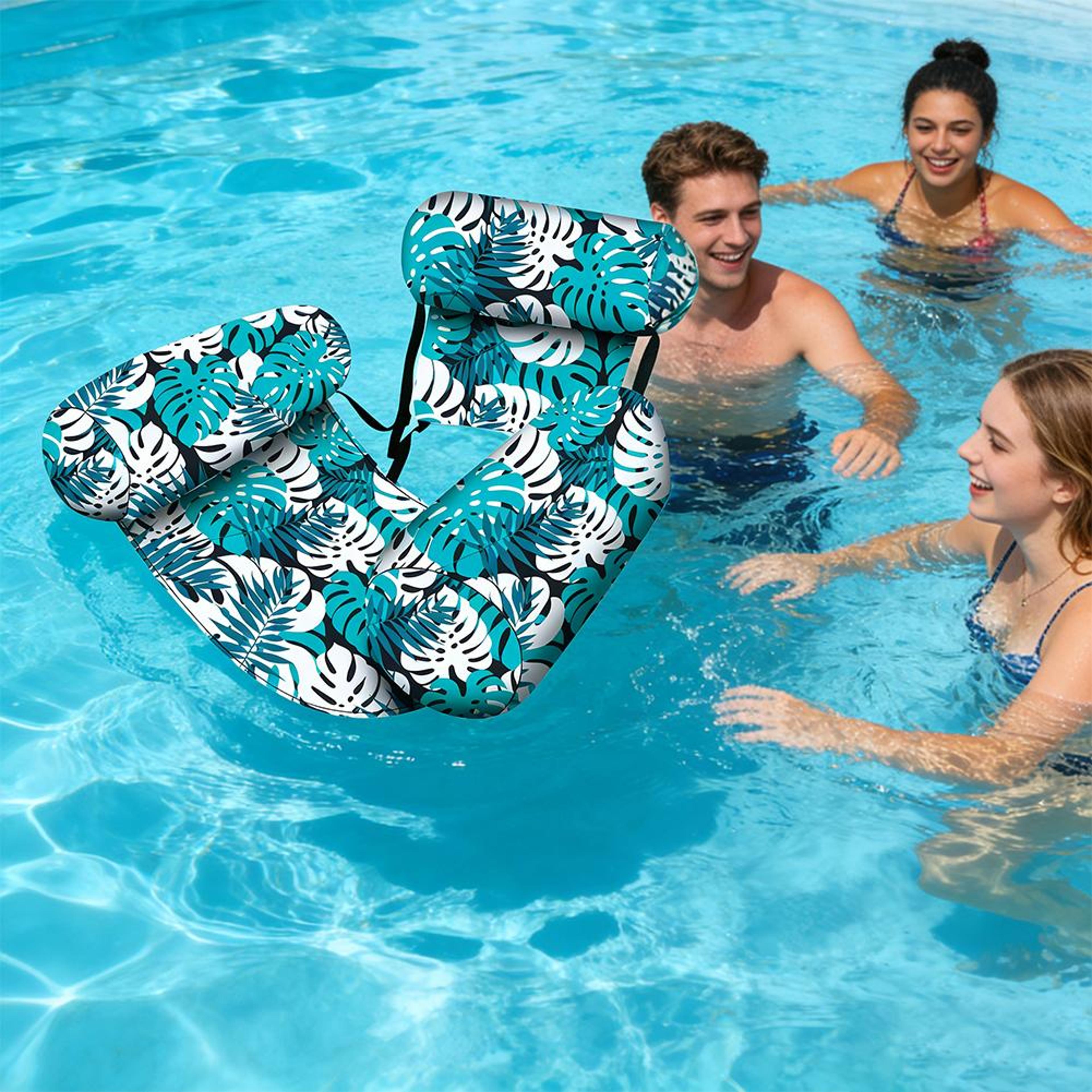 inflatable pool float chair with backrest foldable pool float seat for pool beach and lake relaxation