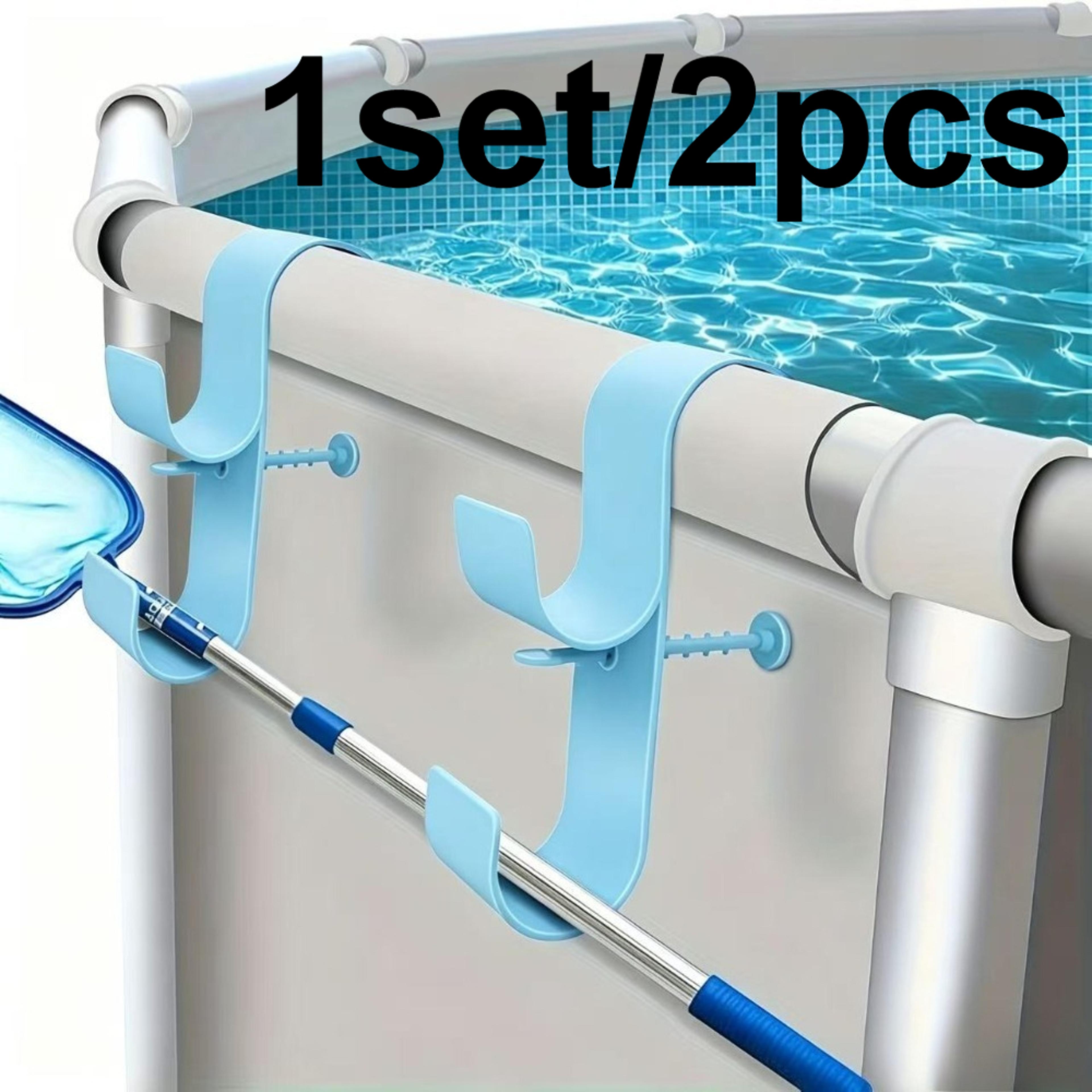 adjustable pool pole holder set for above ground pools with tool organizer hooks