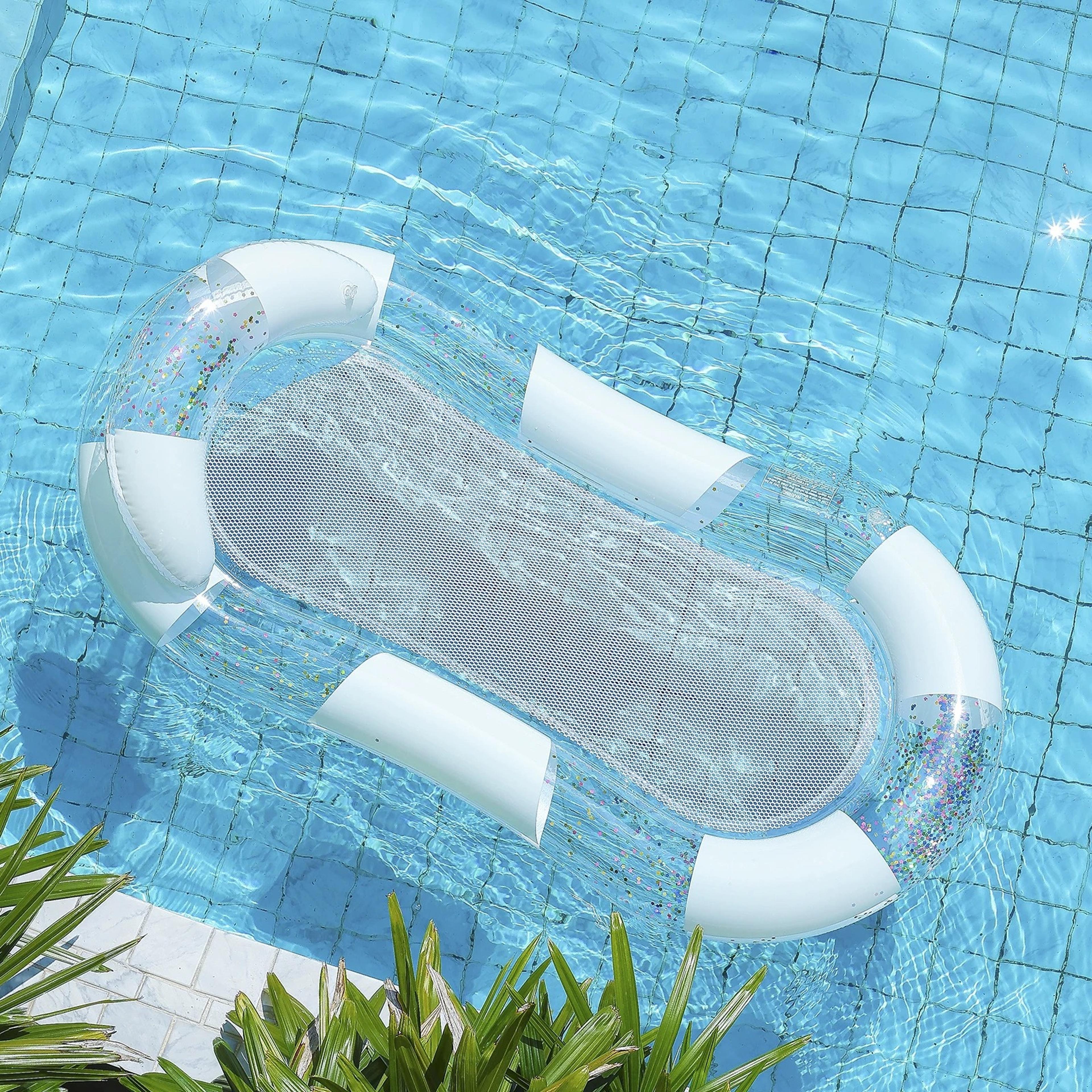 minimalist adult pool float inflatable swim ring with sequins for poolside lounging