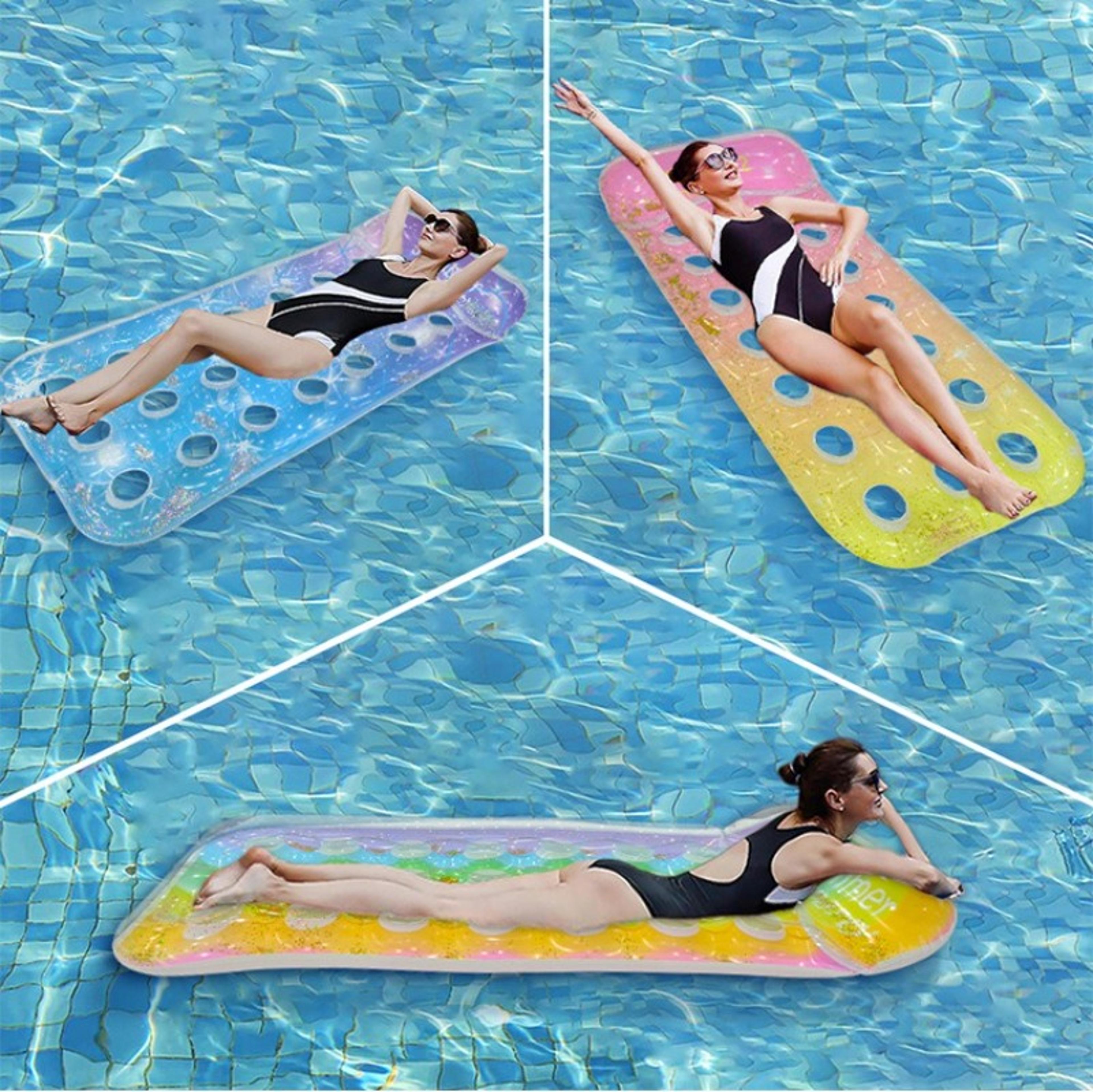 versafloat inflatable water hammock foldable pool lounger for beach, lake & pool relaxation