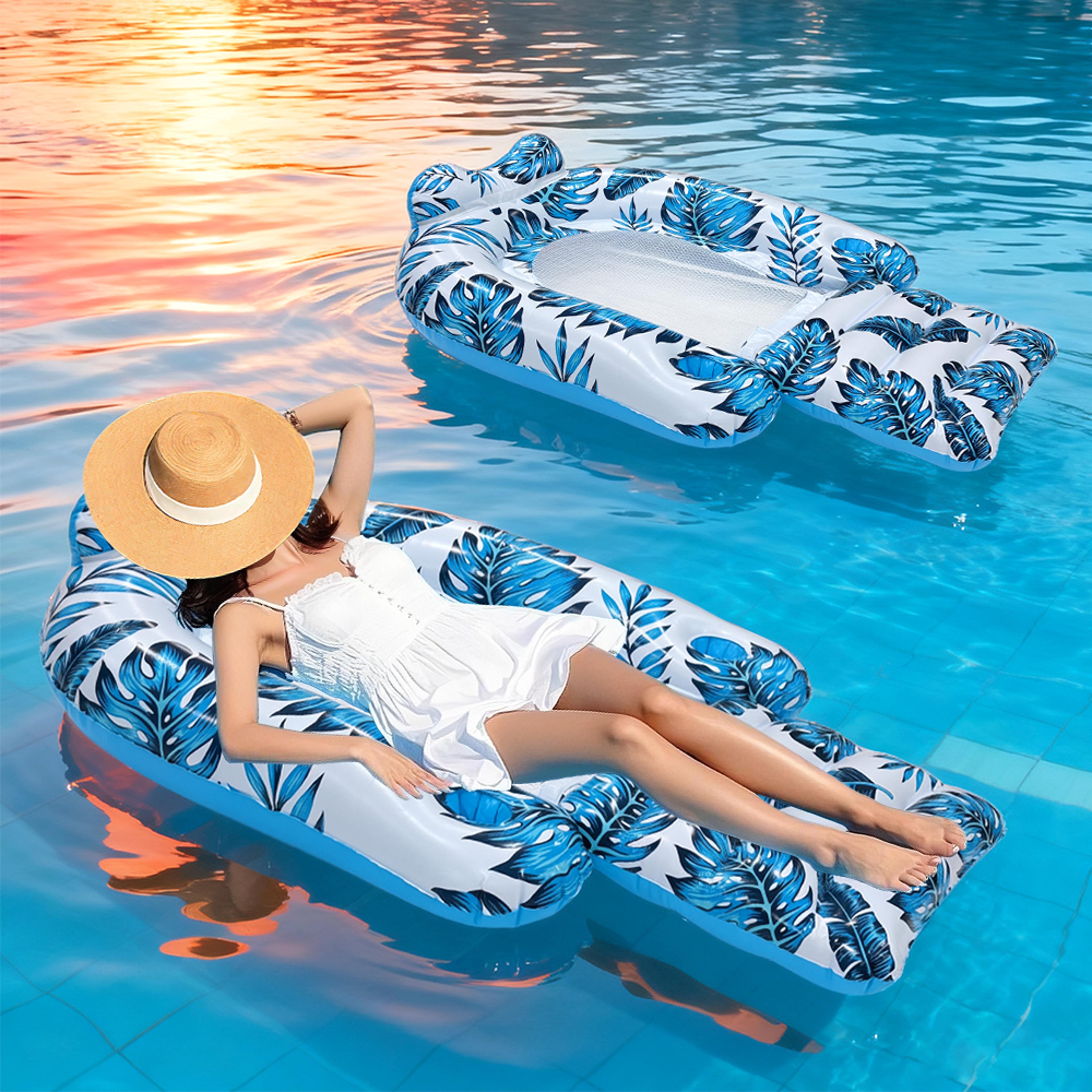 inflatable pool float chair for adults portable water lounge chair for pool, beach & lake relaxation