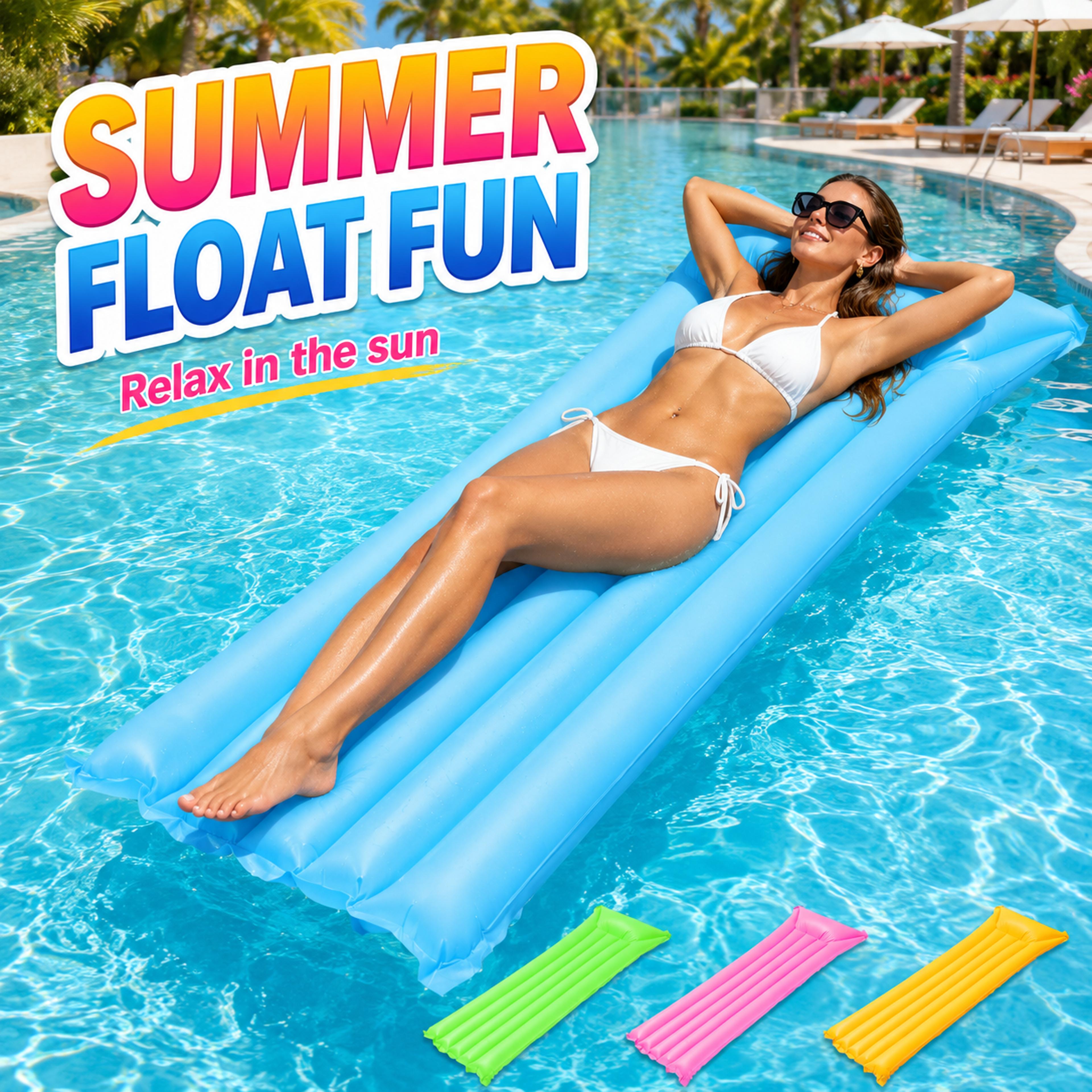 summer inflatable pool float adult floating bed water lounge air mattress for pool & beach relaxation