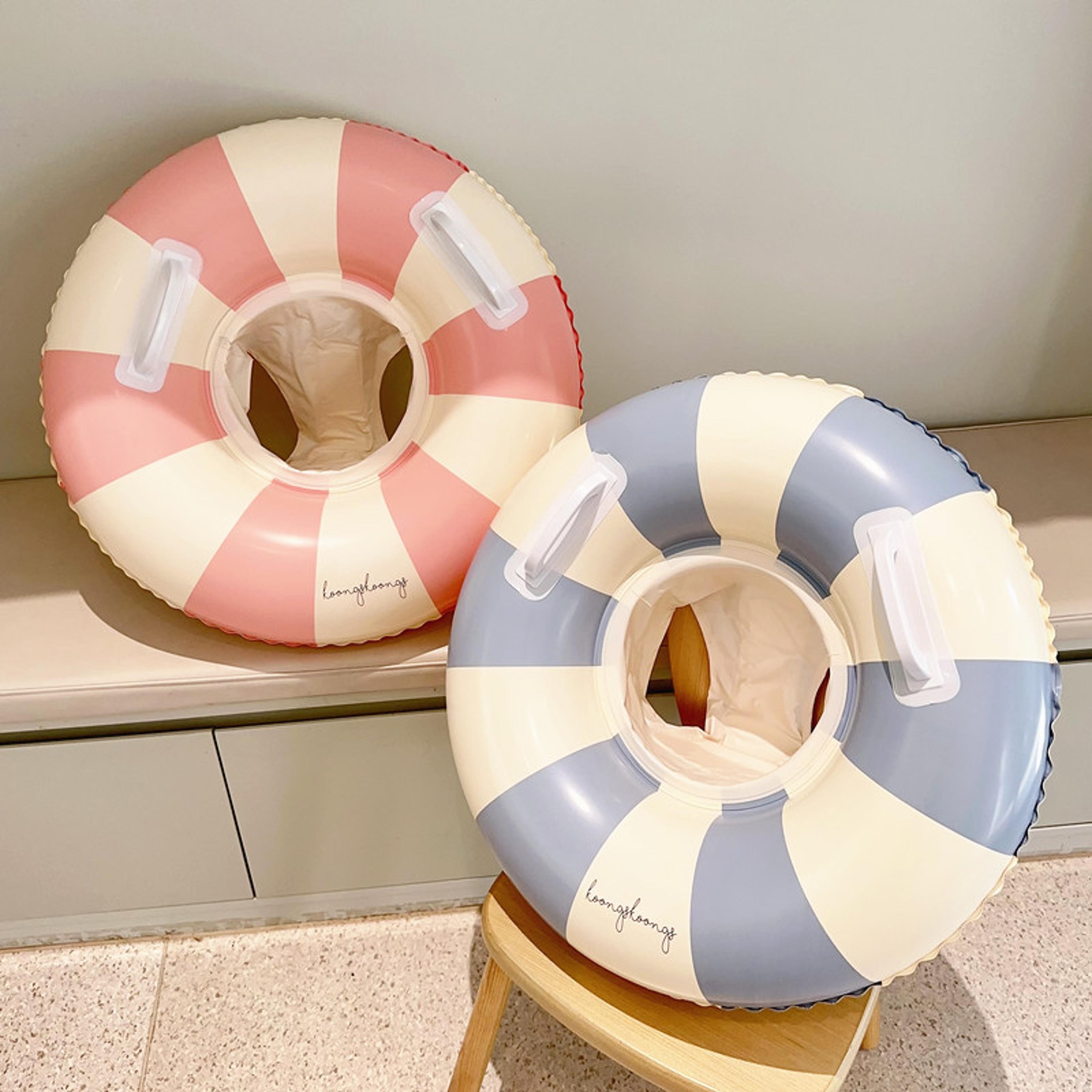 striped inflatable pool float swim ring for beach, pool & summer water fun