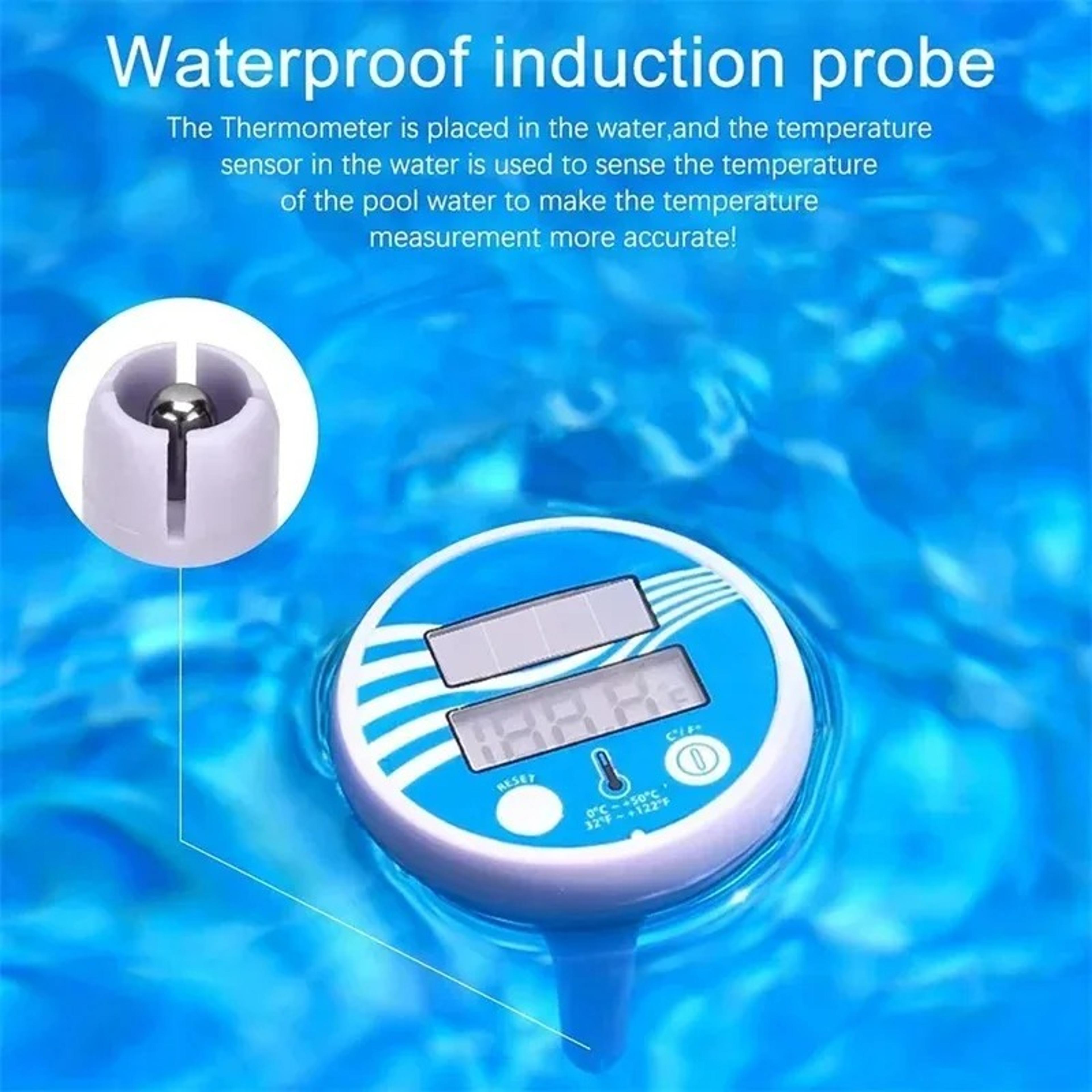 solar floating digital pool thermometer with lcd display for pools, spas & hot tubs