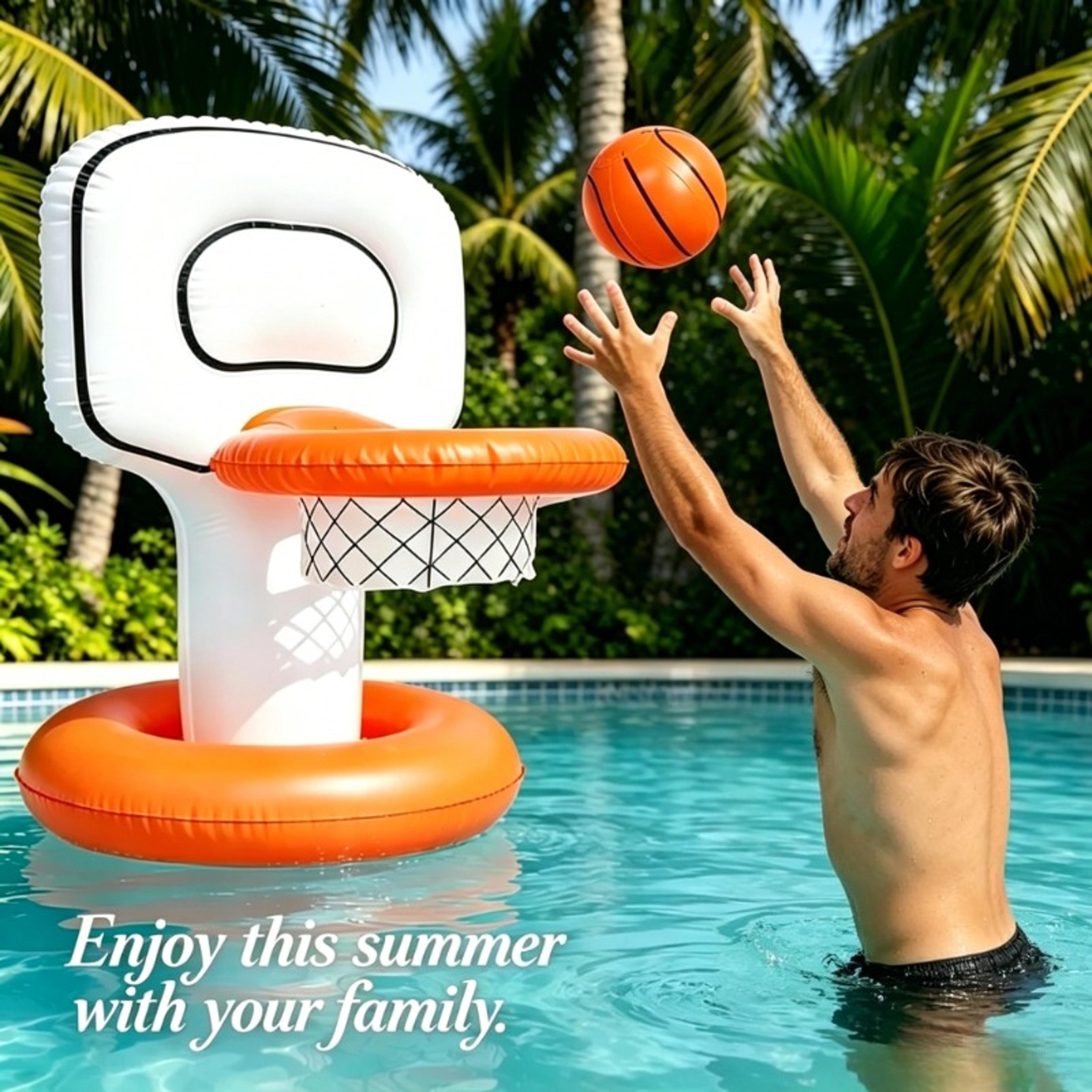 splashshot inflatable pool basketball hoop floating water basketball game for family pool parties