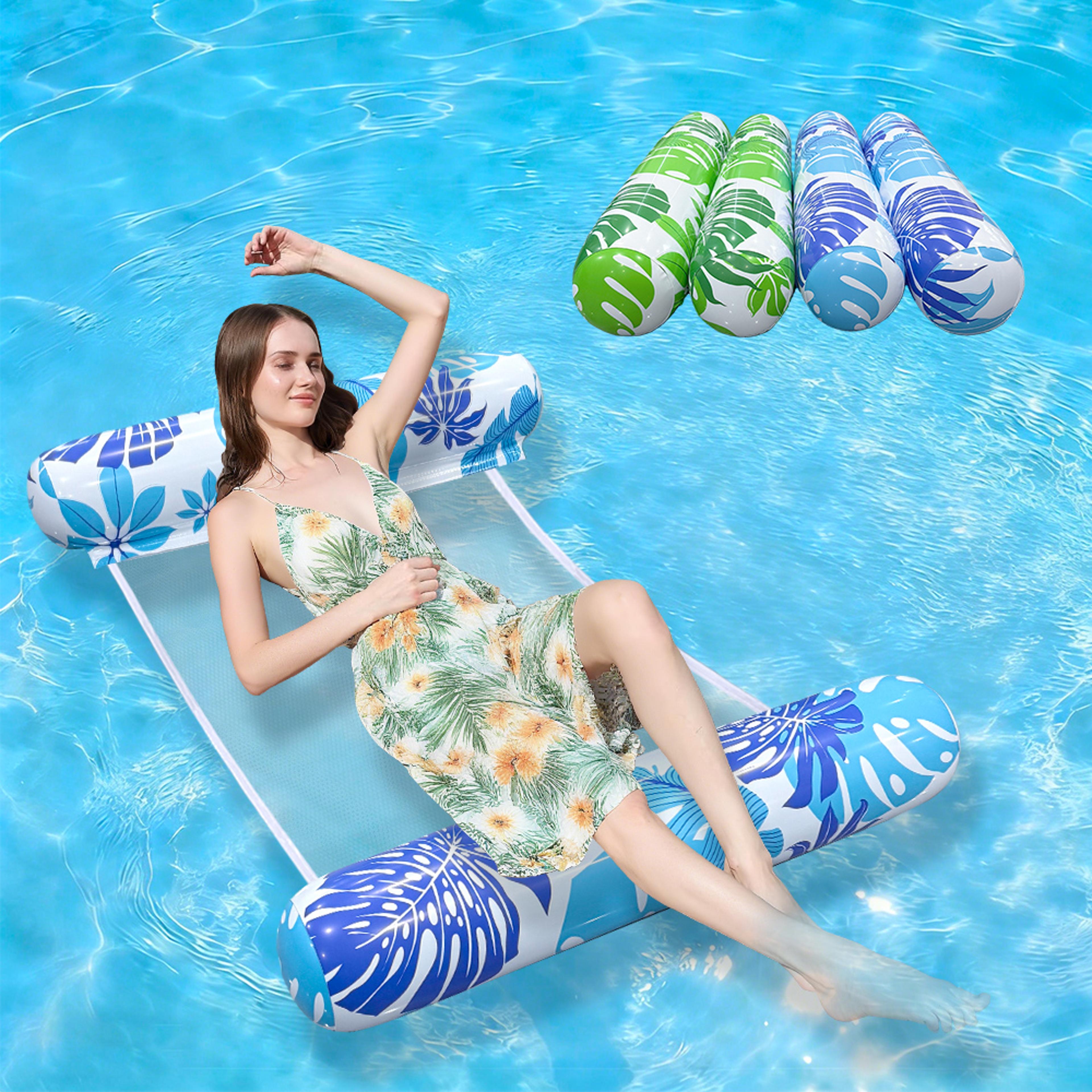 inflatable pool float lounge chair portable floating lounge chair for pool, beach & lake relaxation