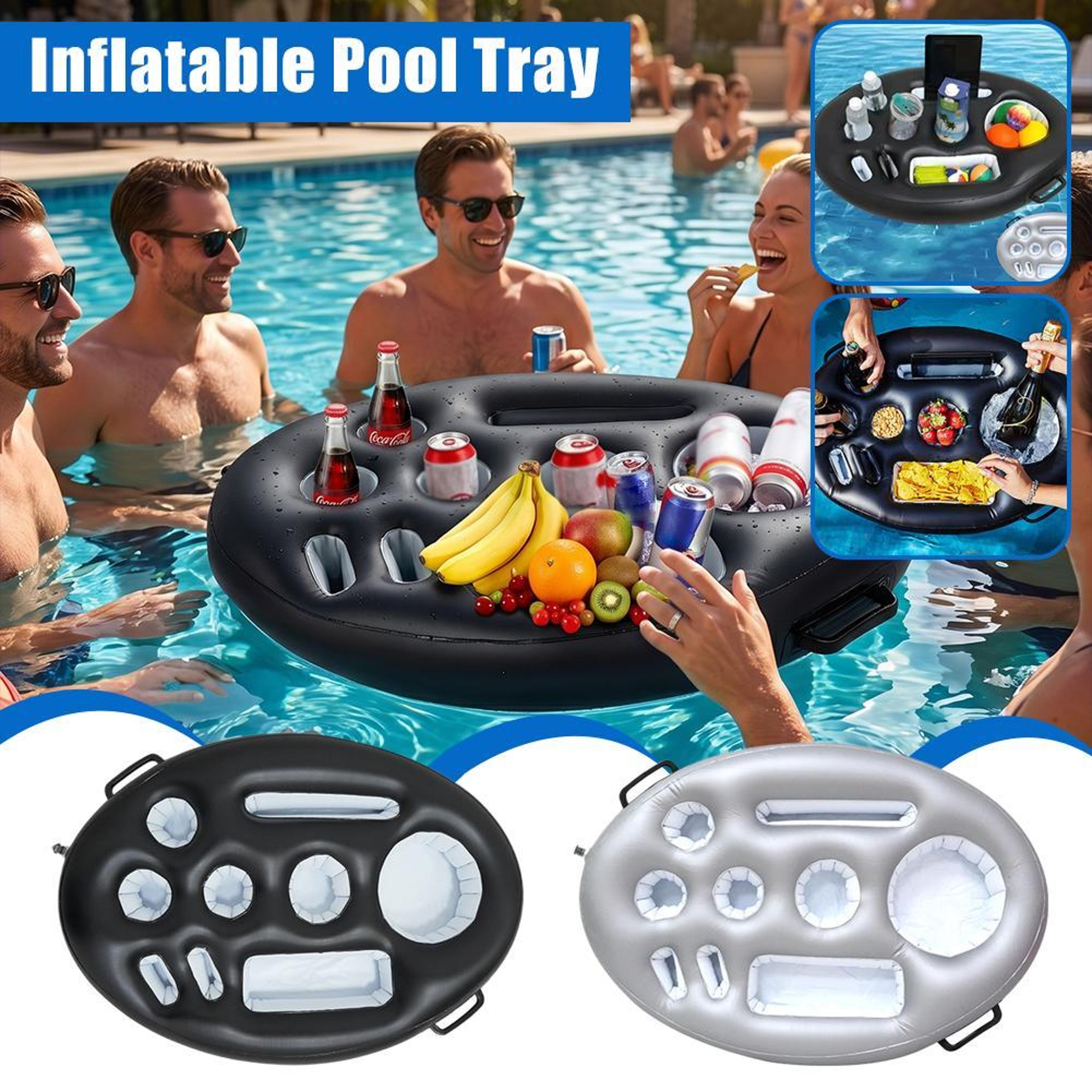 floating pool bar inflatable drink holder & pool cooler float for snacks and beverages