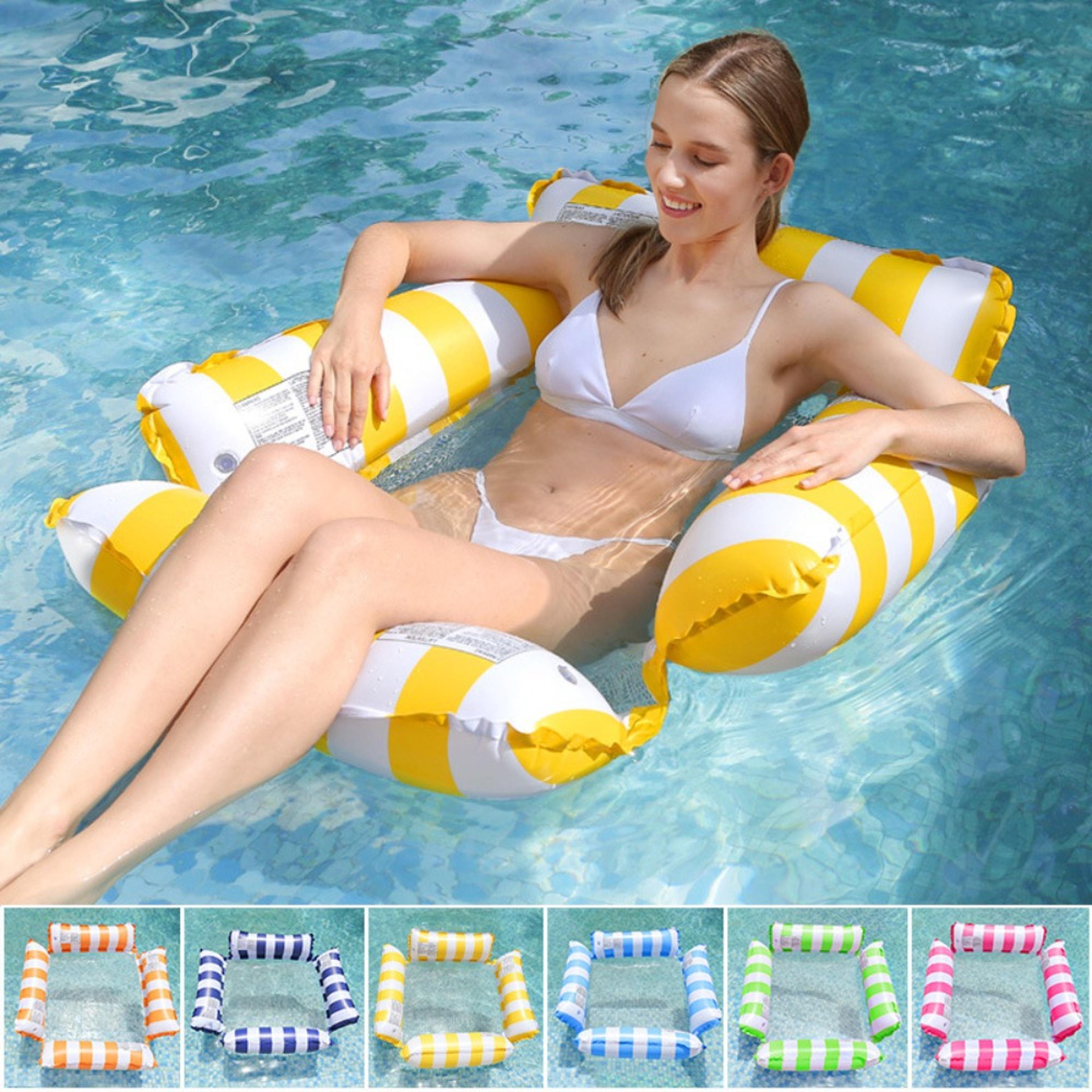 inflatable pool float water hammock recliner with headrest for pool, lake & beach relaxation