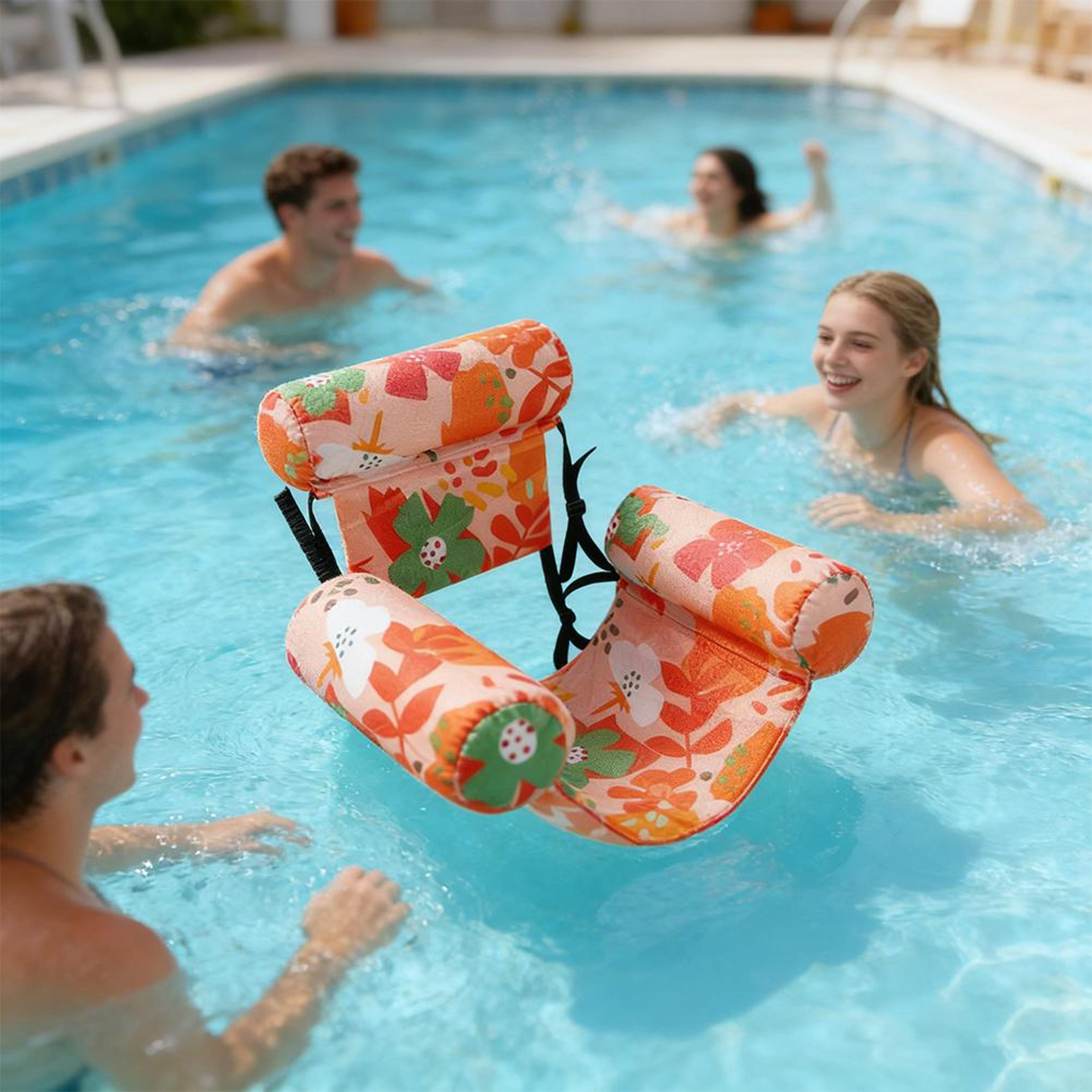 luxury inflatable pool float water hammock lounge chair with headrest & armrests for adults